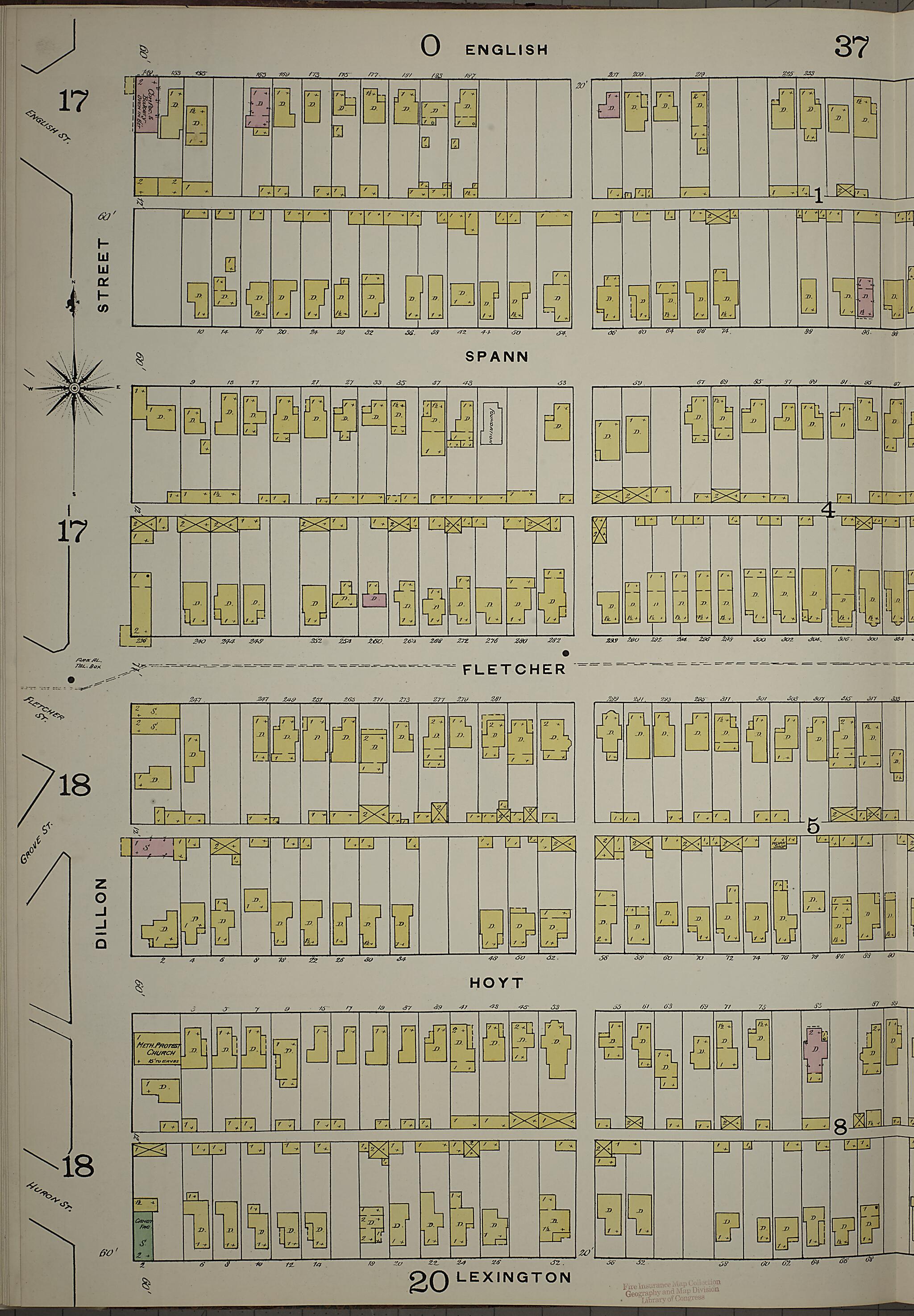 This old map of Indianapolis, Marion County, Indiana was created by Sanborn Map Company in 1887