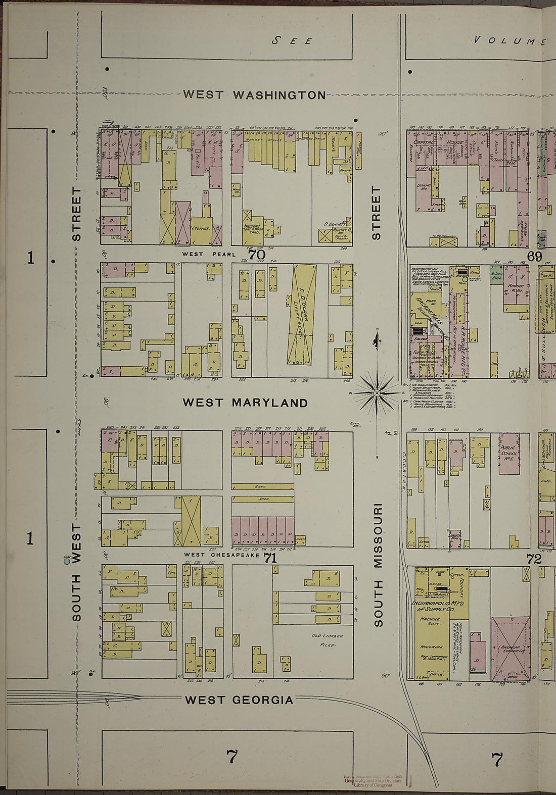 This old map of Indianapolis, Marion County, Indiana was created by Sanborn Map Company in 1887