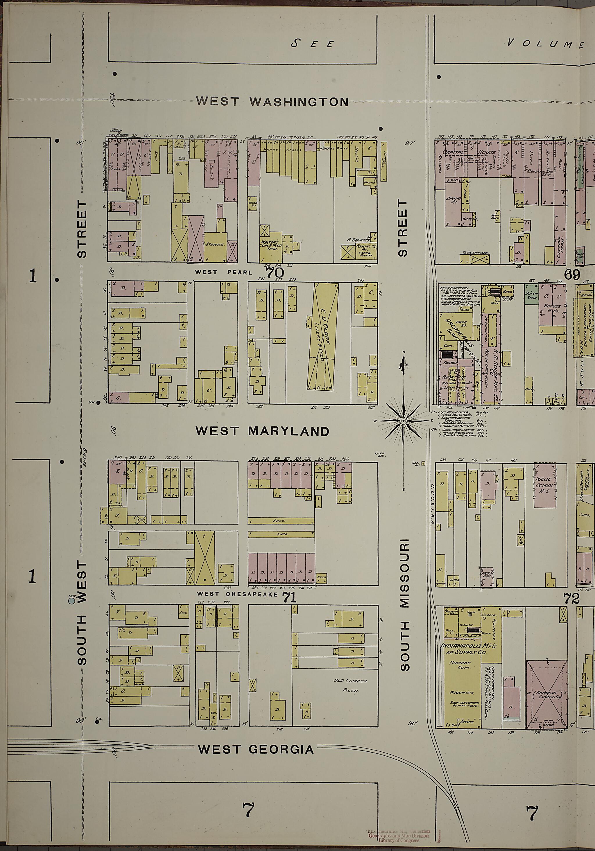 This old map of Indianapolis, Marion County, Indiana was created by Sanborn Map Company in 1887