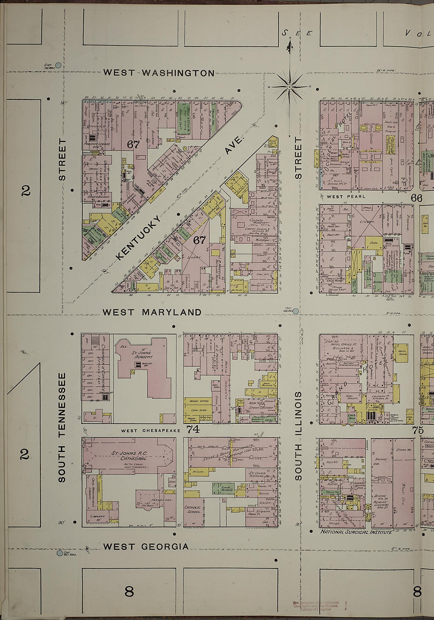 This old map of Indianapolis, Marion County, Indiana was created by Sanborn Map Company in 1887