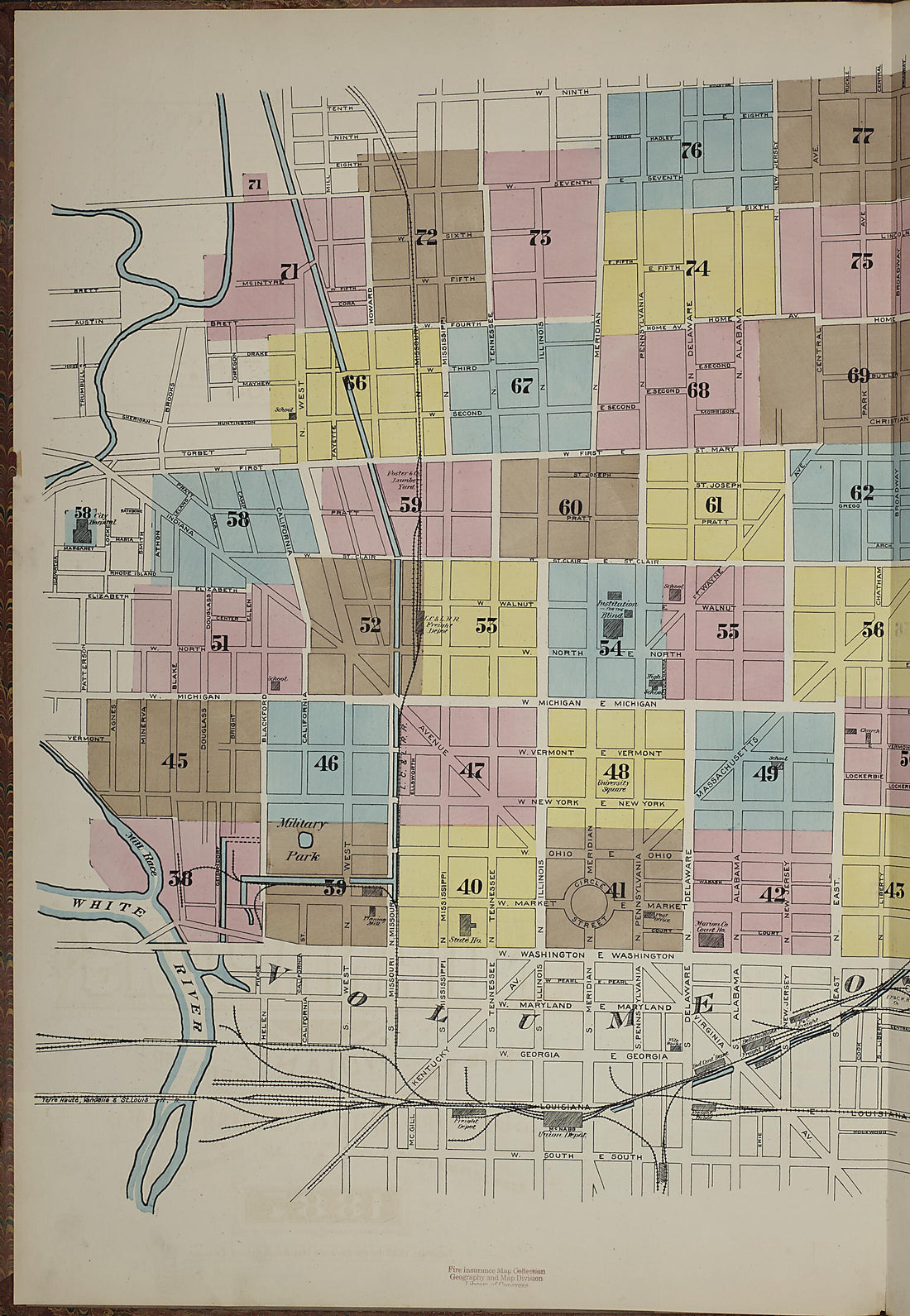 This old map of Indianapolis, Marion County, Indiana was created by Sanborn Map Company in 1887