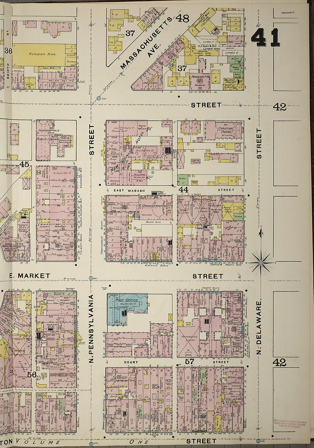 This old map of Indianapolis, Marion County, Indiana was created by Sanborn Map Company in 1887