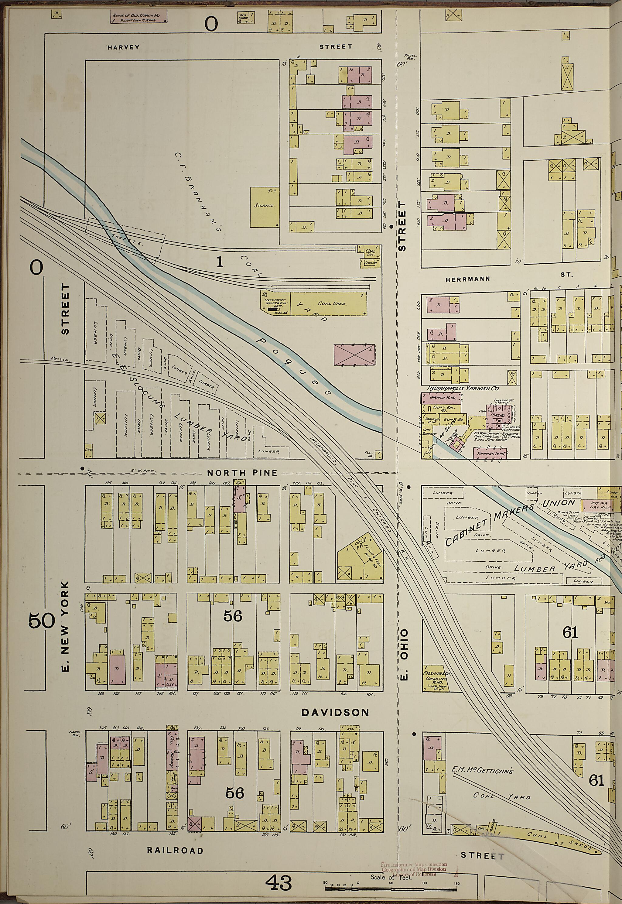 This old map of Indianapolis, Marion County, Indiana was created by Sanborn Map Company in 1887