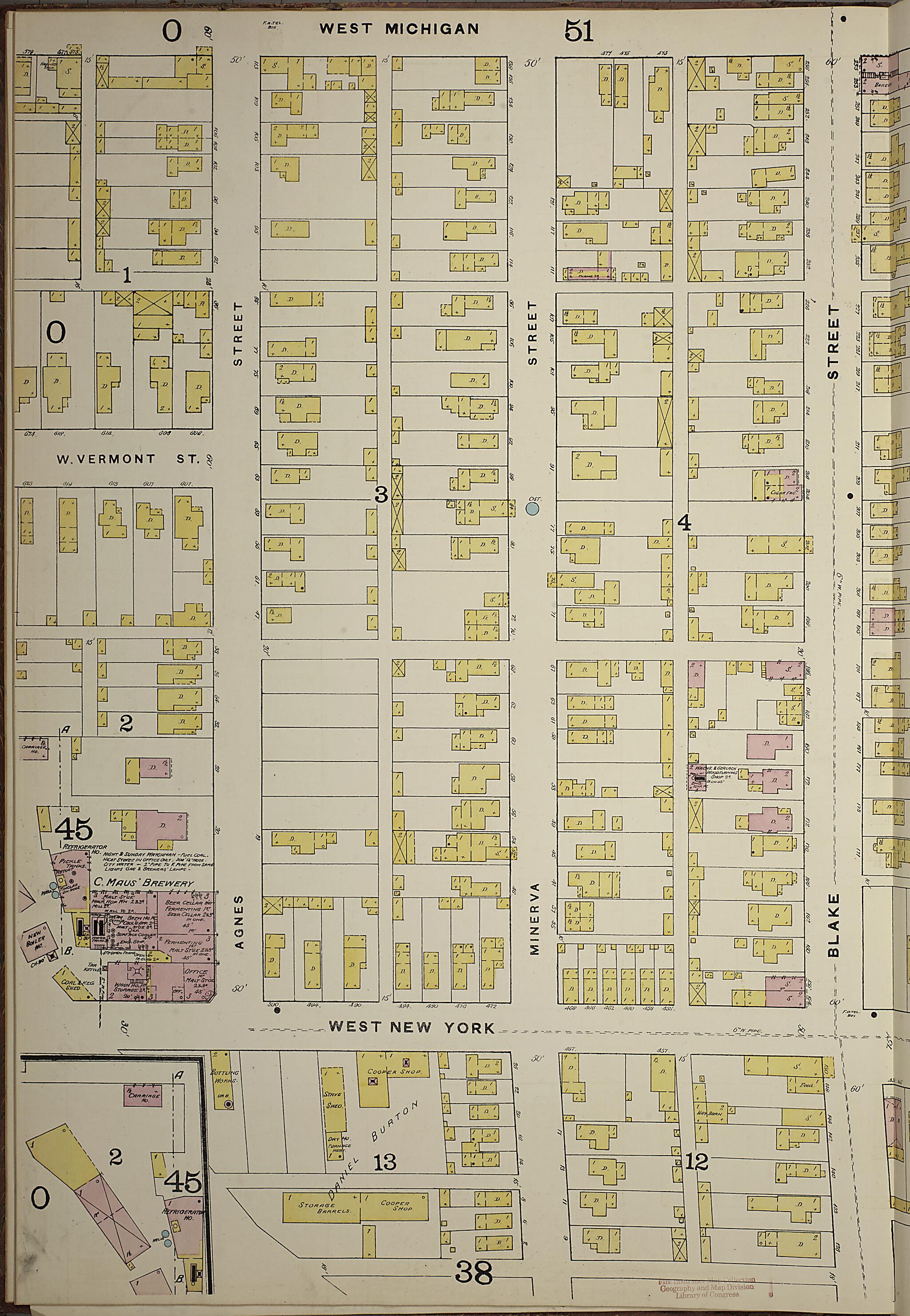 This old map of Indianapolis, Marion County, Indiana was created by Sanborn Map Company in 1887