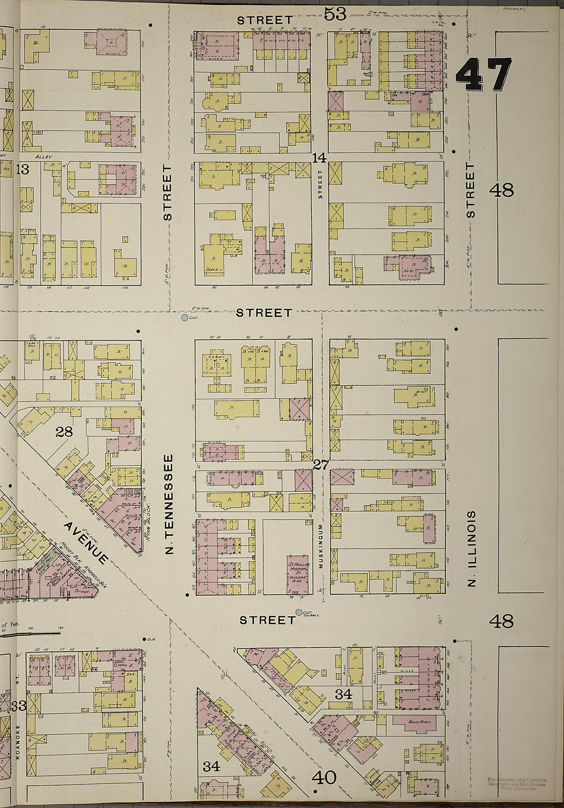 This old map of Indianapolis, Marion County, Indiana was created by Sanborn Map Company in 1887