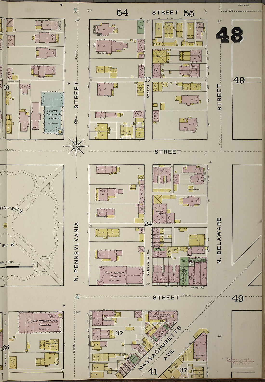 This old map of Indianapolis, Marion County, Indiana was created by Sanborn Map Company in 1887