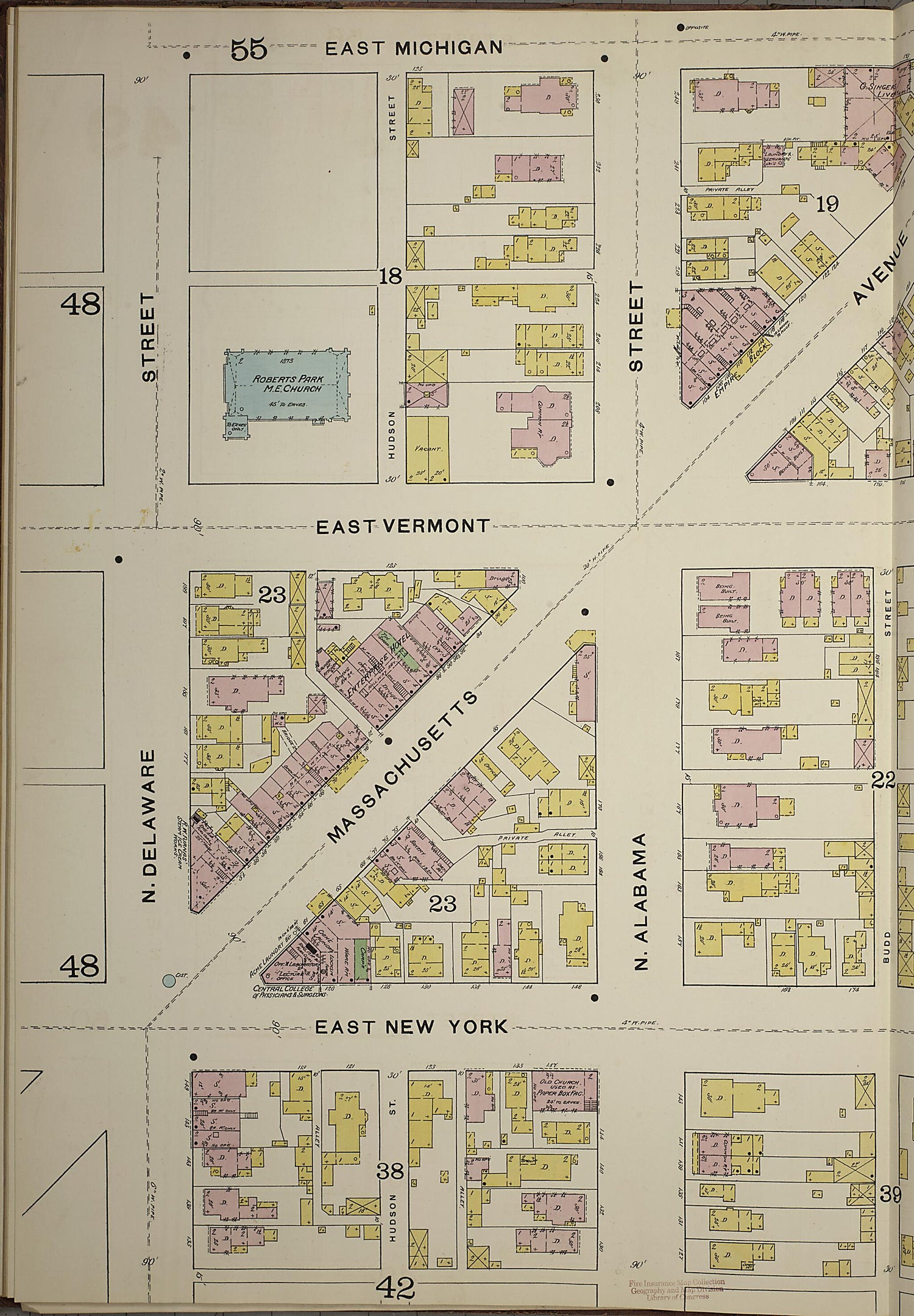 This old map of Indianapolis, Marion County, Indiana was created by Sanborn Map Company in 1887