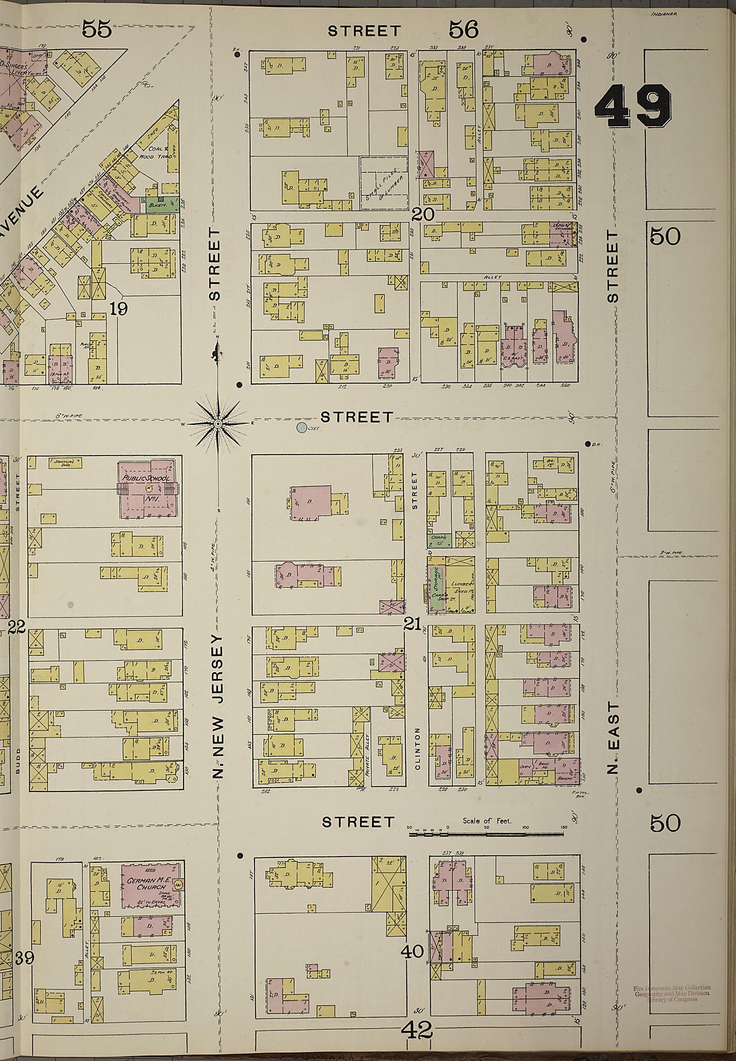 This old map of Indianapolis, Marion County, Indiana was created by Sanborn Map Company in 1887