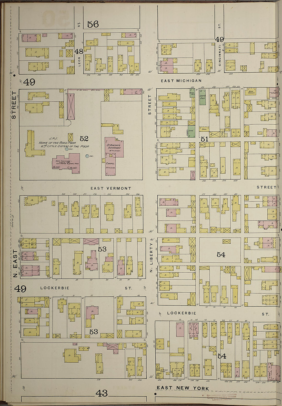 This old map of Indianapolis, Marion County, Indiana was created by Sanborn Map Company in 1887