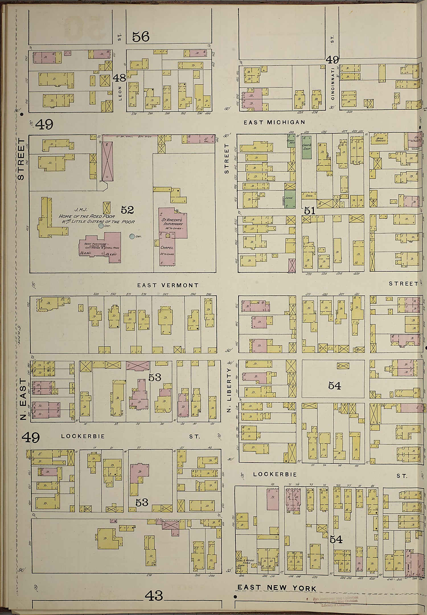 This old map of Indianapolis, Marion County, Indiana was created by Sanborn Map Company in 1887