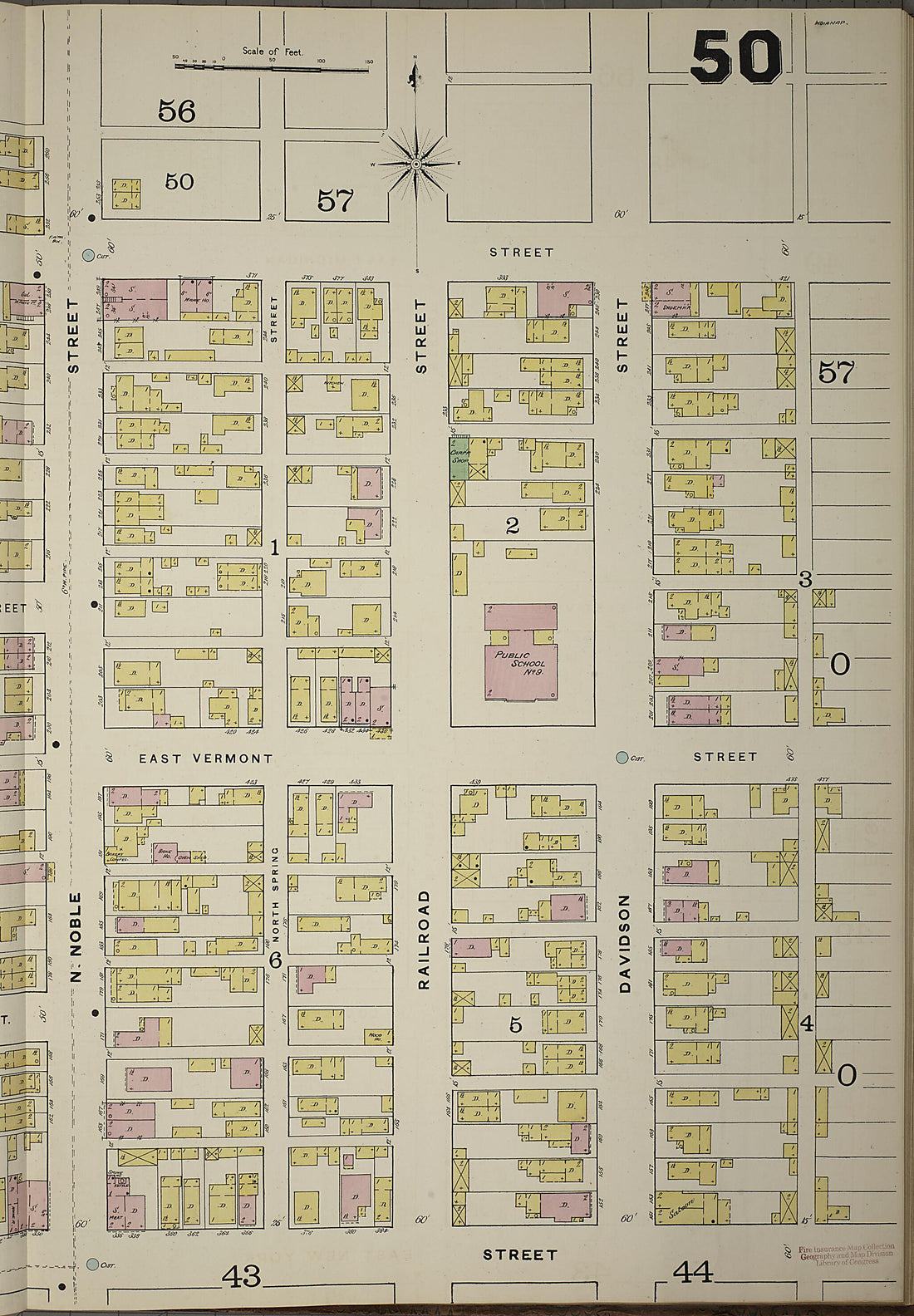 This old map of Indianapolis, Marion County, Indiana was created by Sanborn Map Company in 1887