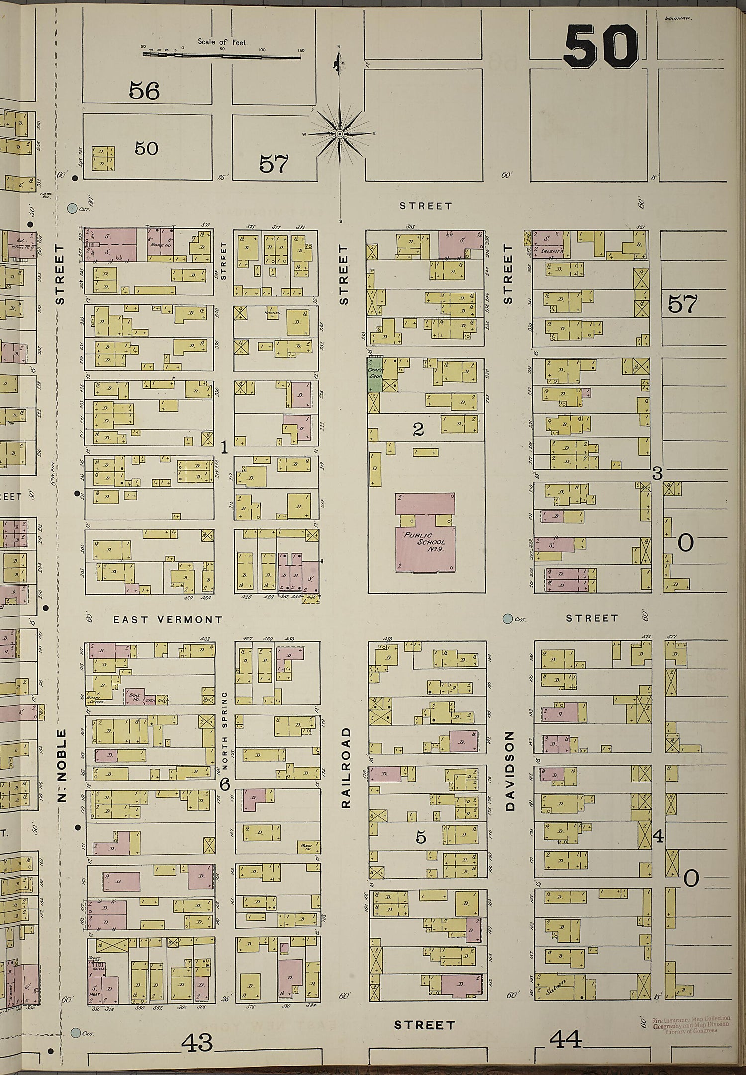 This old map of Indianapolis, Marion County, Indiana was created by Sanborn Map Company in 1887