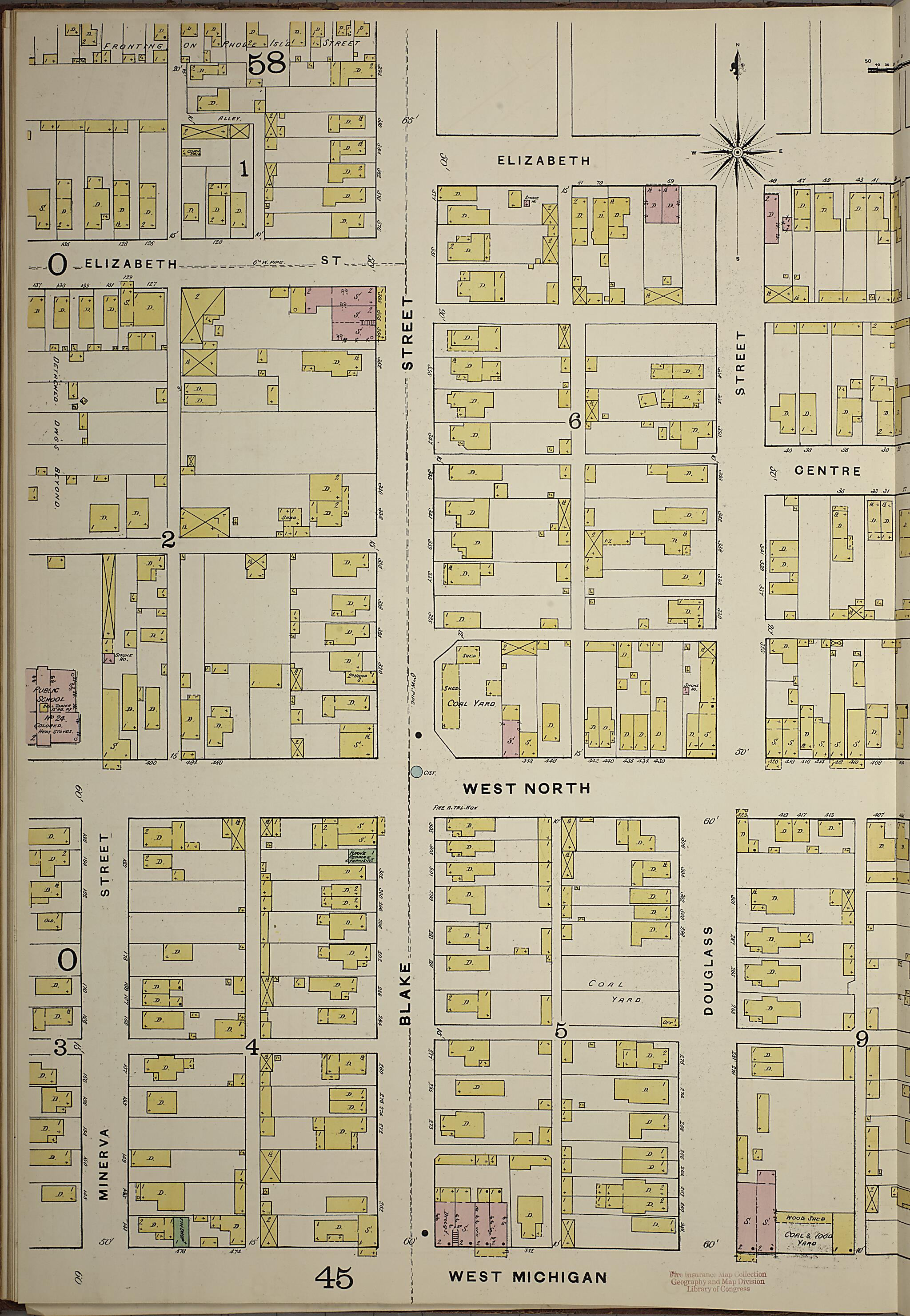 This old map of Indianapolis, Marion County, Indiana was created by Sanborn Map Company in 1887