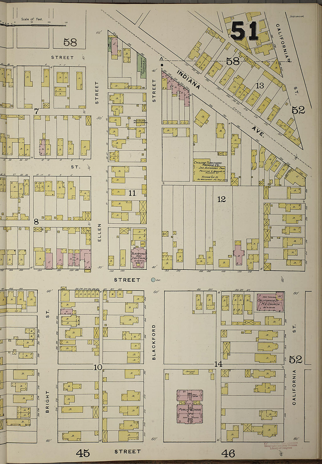 This old map of Indianapolis, Marion County, Indiana was created by Sanborn Map Company in 1887