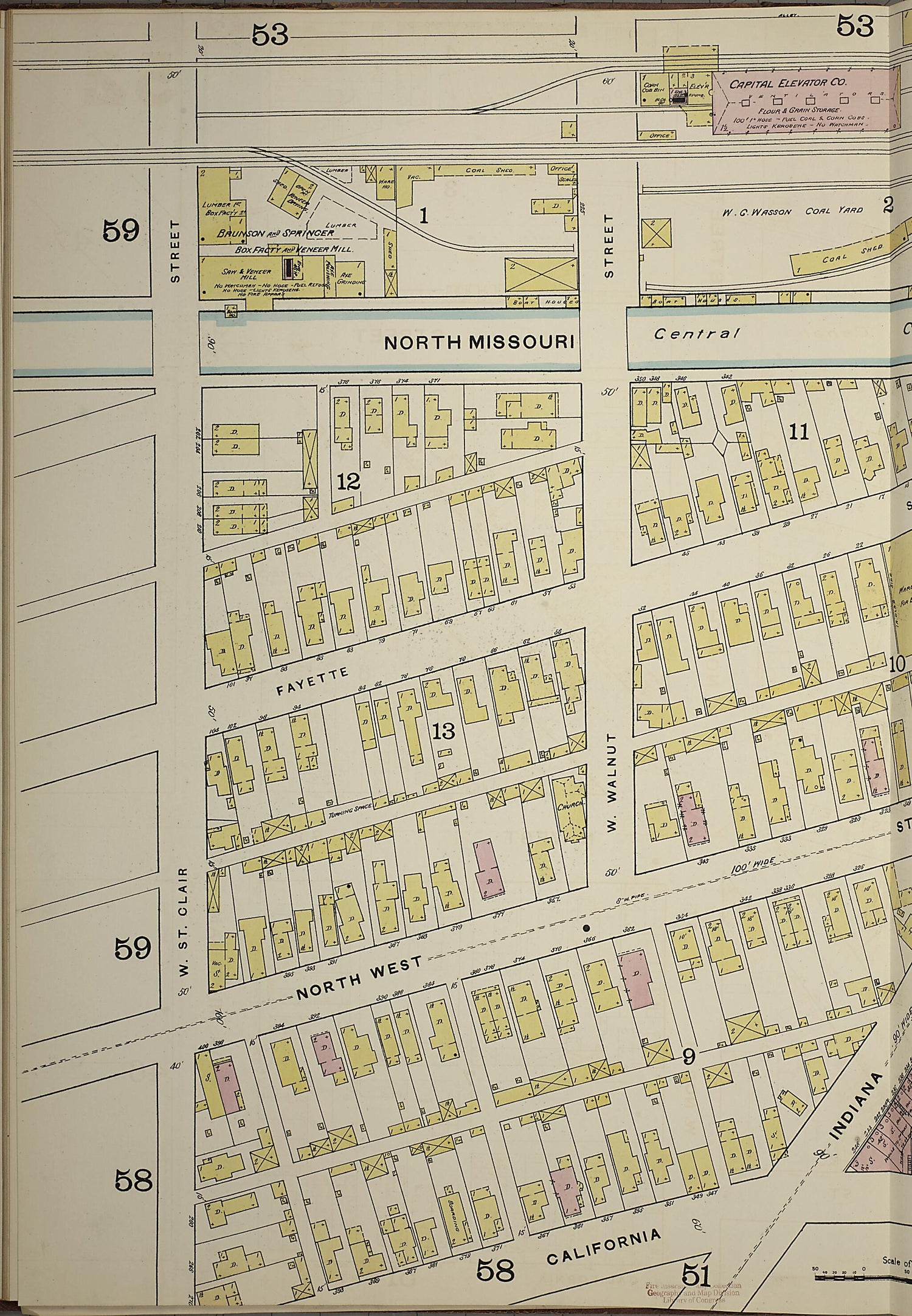 This old map of Indianapolis, Marion County, Indiana was created by Sanborn Map Company in 1887