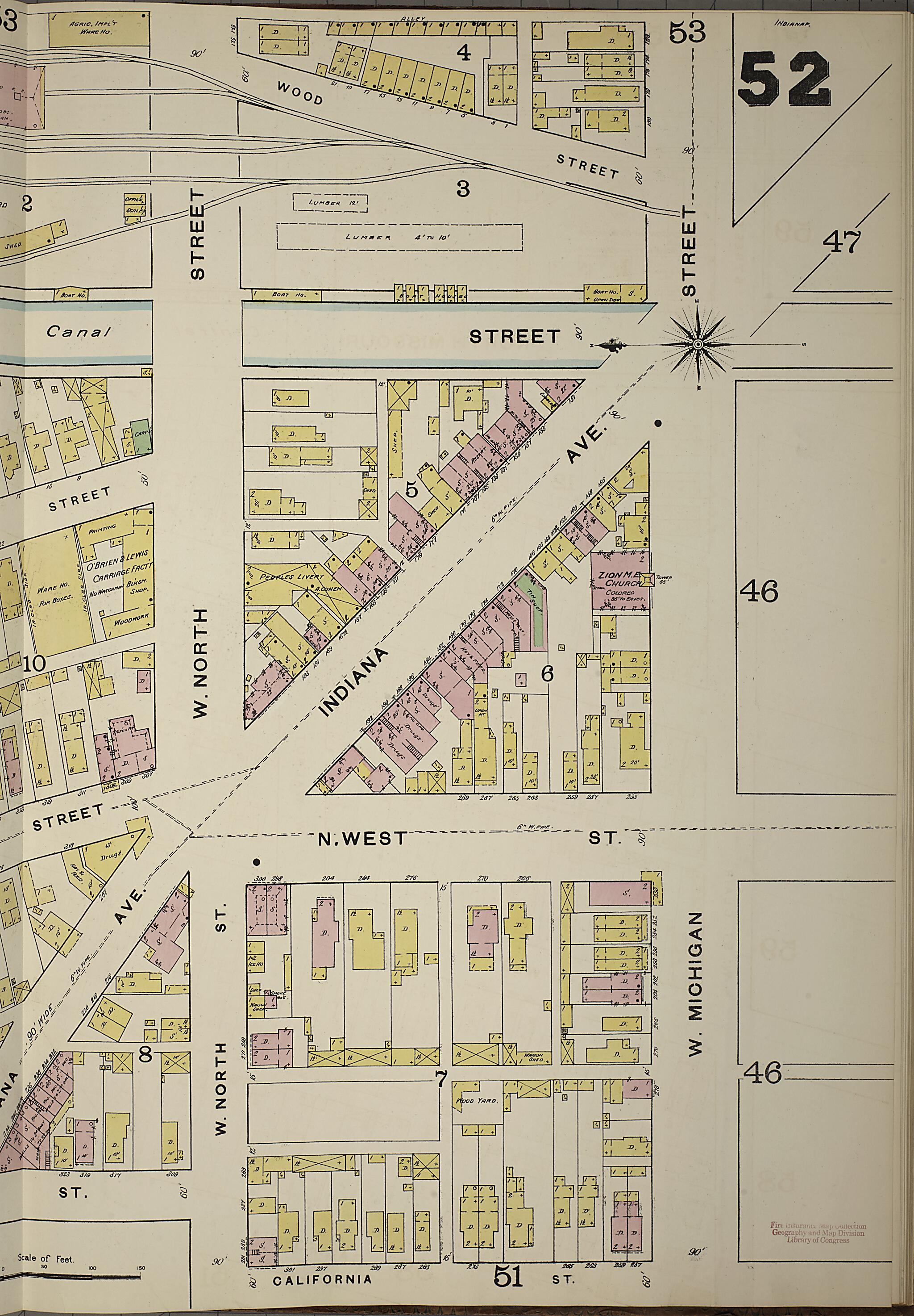 This old map of Indianapolis, Marion County, Indiana was created by Sanborn Map Company in 1887