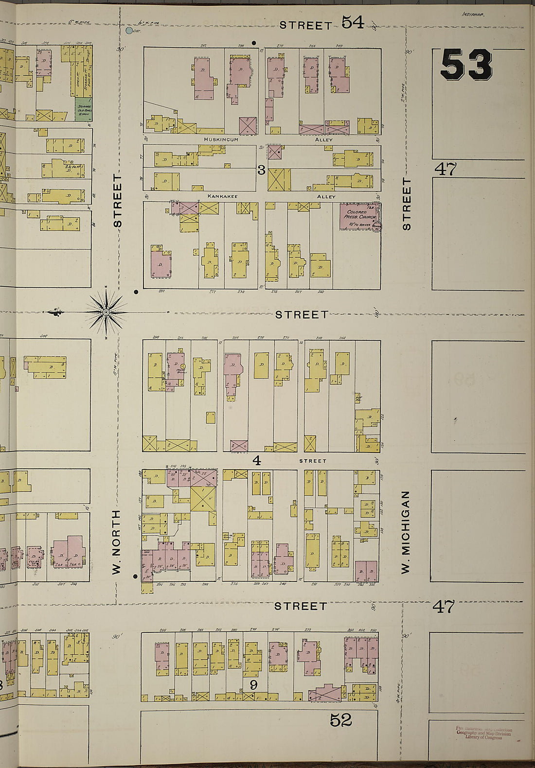 This old map of Indianapolis, Marion County, Indiana was created by Sanborn Map Company in 1887