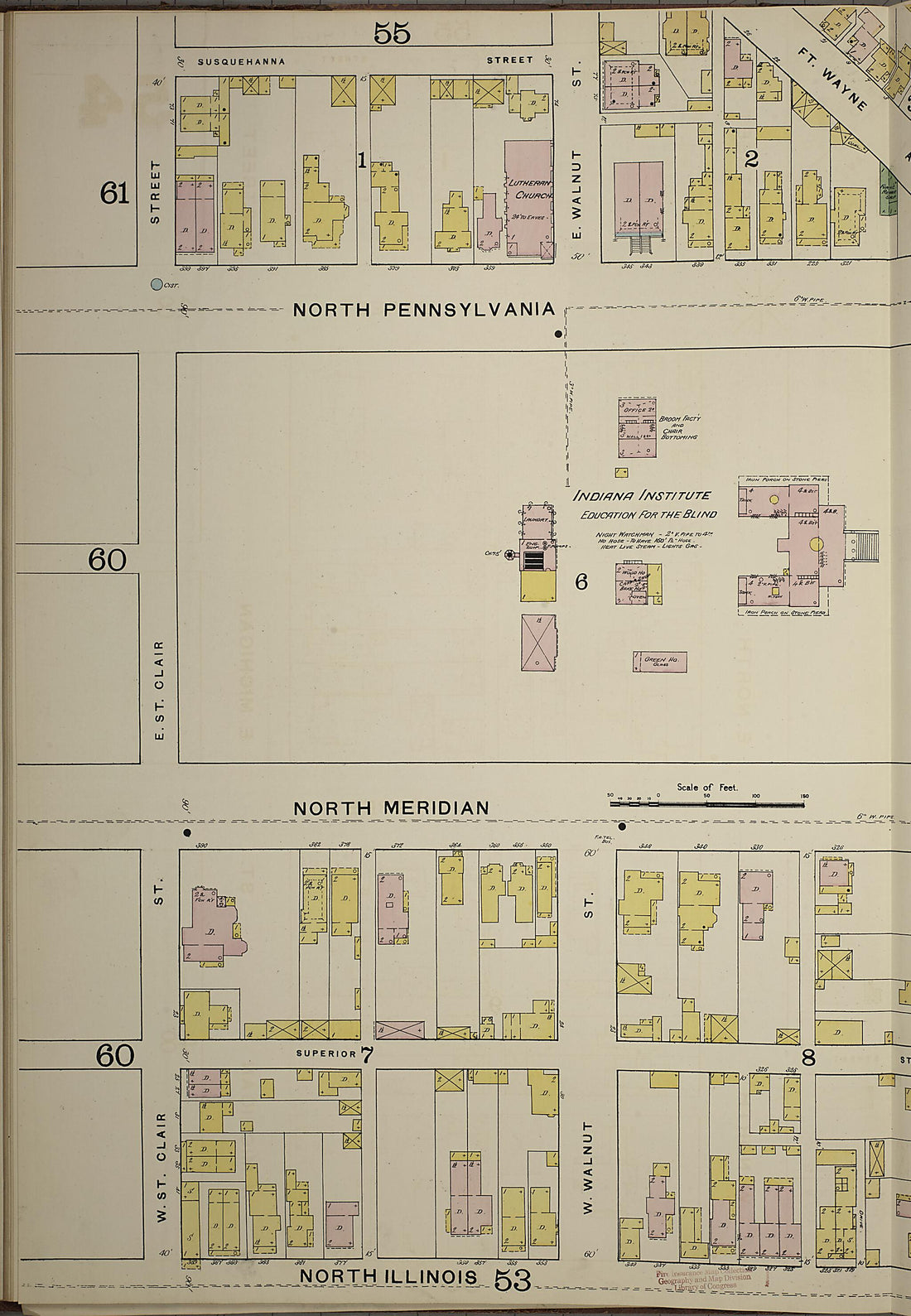 This old map of Indianapolis, Marion County, Indiana was created by Sanborn Map Company in 1887