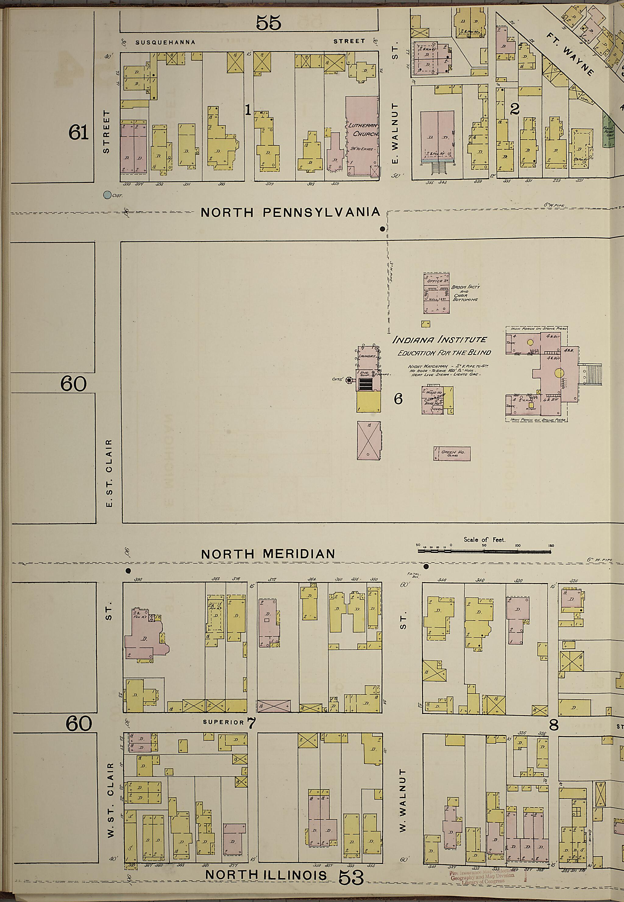 This old map of Indianapolis, Marion County, Indiana was created by Sanborn Map Company in 1887