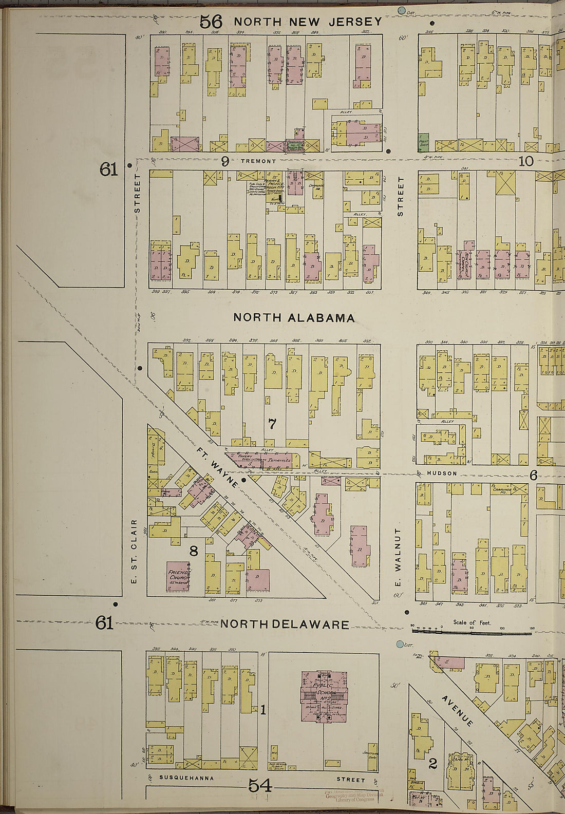 This old map of Indianapolis, Marion County, Indiana was created by Sanborn Map Company in 1887