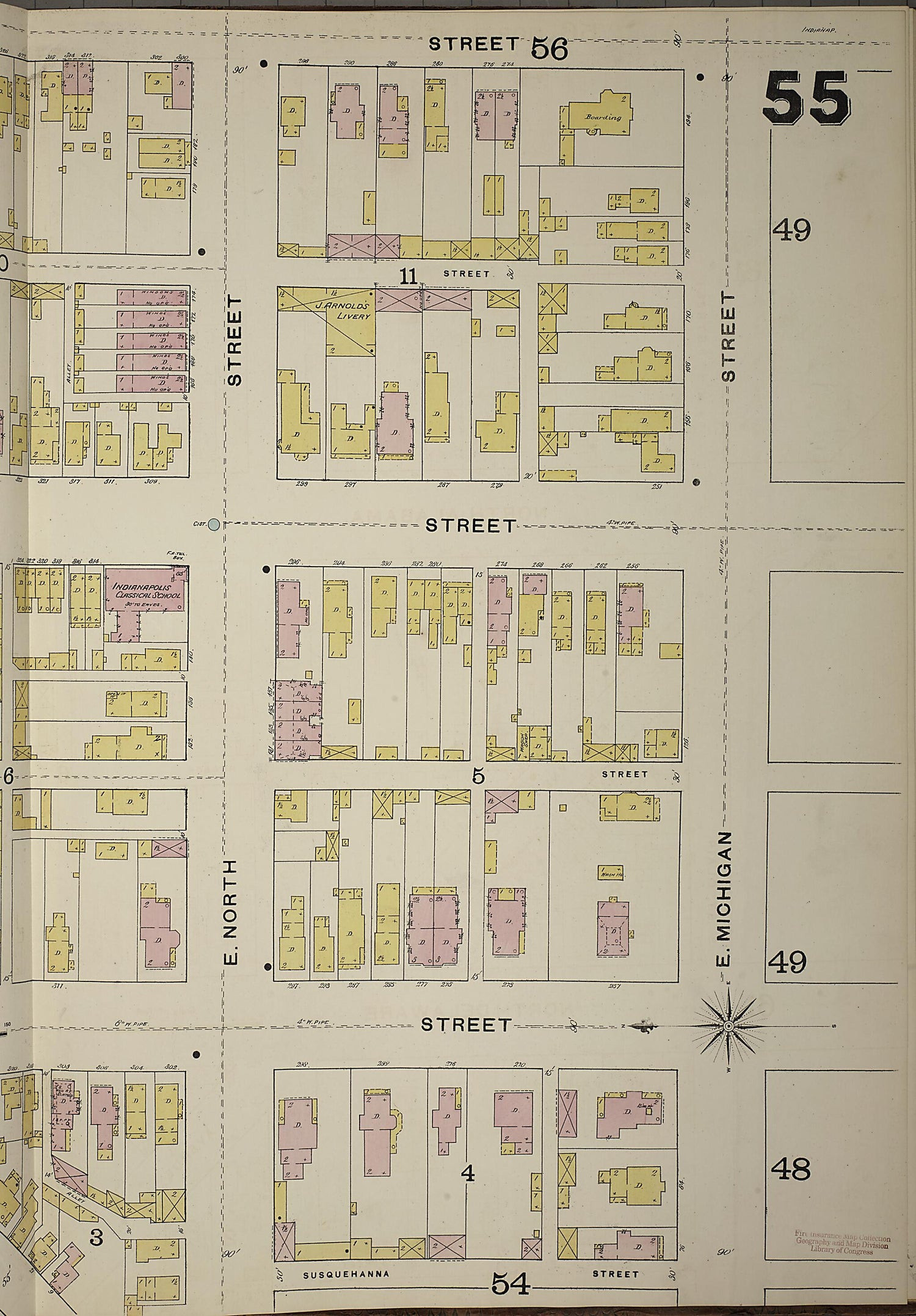 This old map of Indianapolis, Marion County, Indiana was created by Sanborn Map Company in 1887