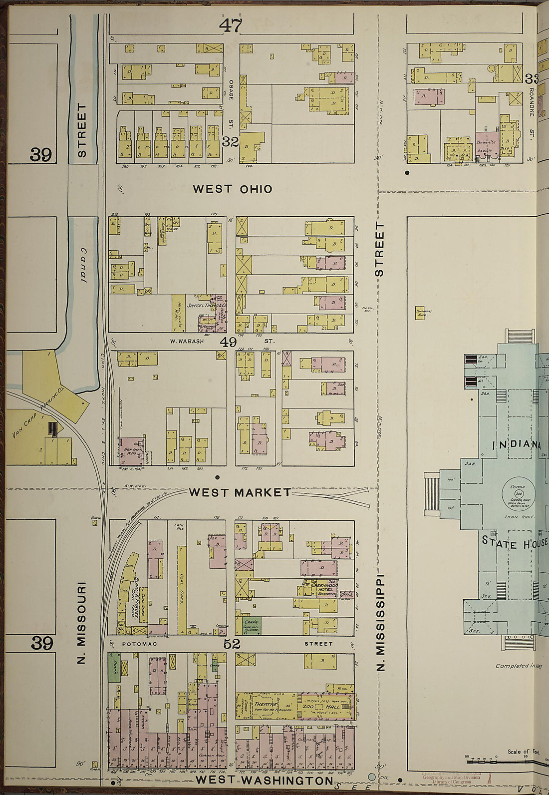 This old map of Indianapolis, Marion County, Indiana was created by Sanborn Map Company in 1887