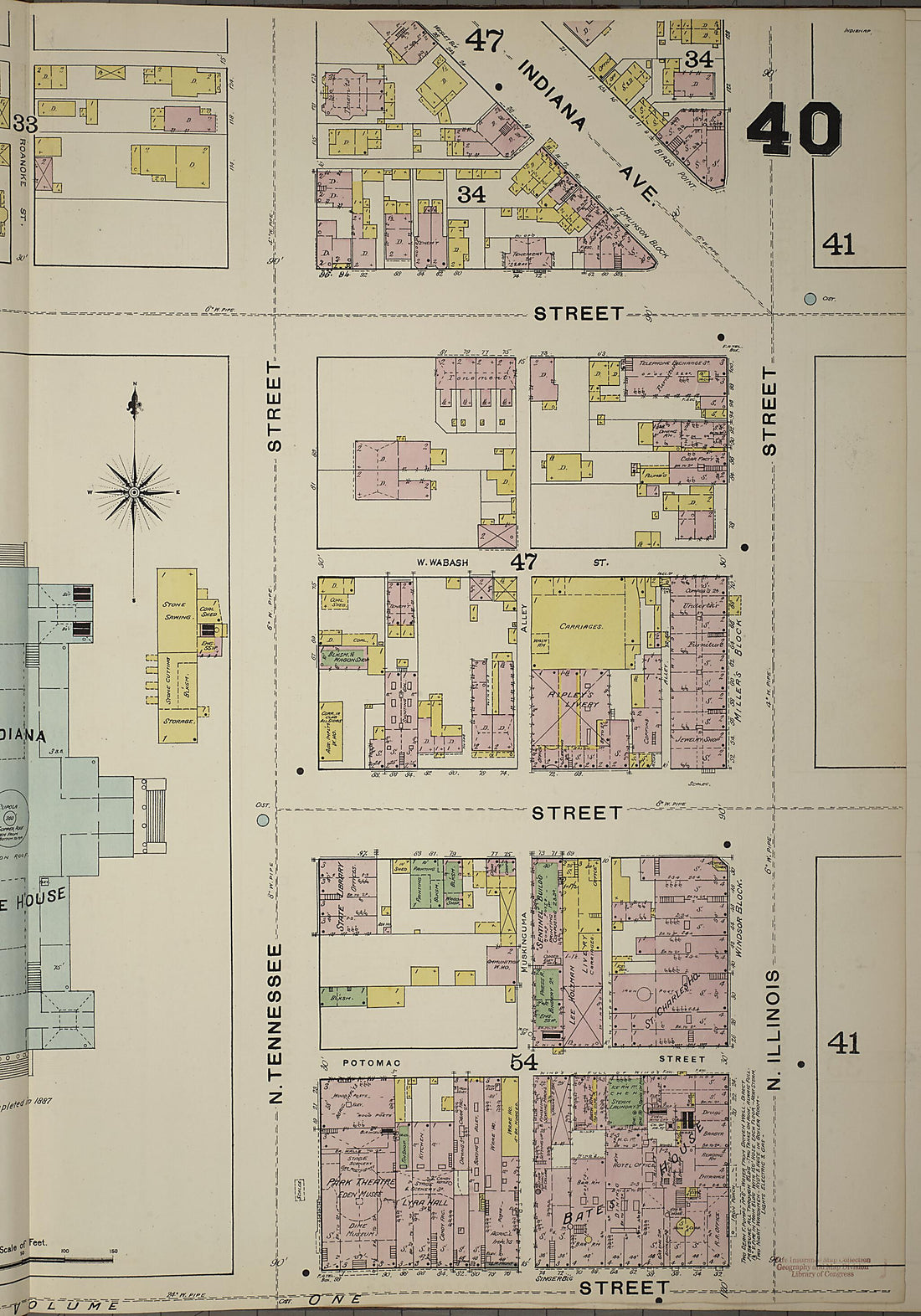 This old map of Indianapolis, Marion County, Indiana was created by Sanborn Map Company in 1887