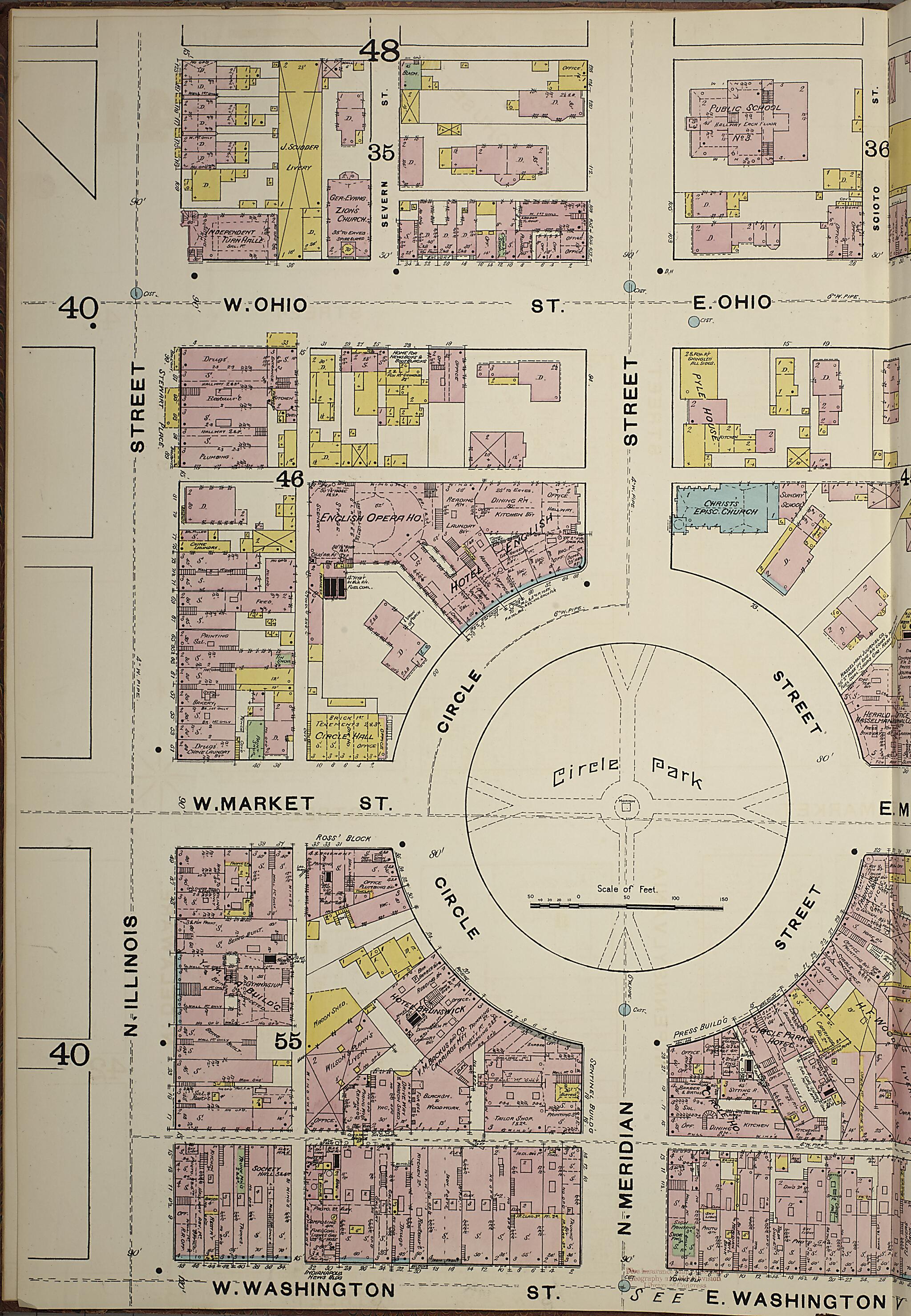 This old map of Indianapolis, Marion County, Indiana was created by Sanborn Map Company in 1887