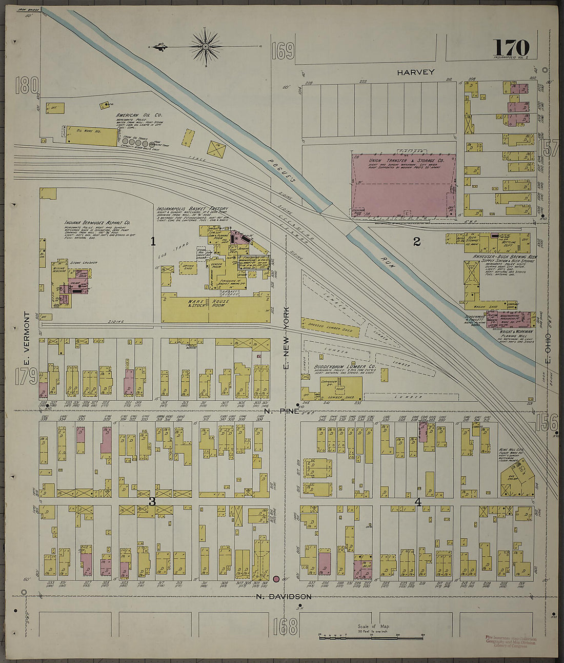 This old map of Indianapolis, Marion County, Indiana was created by Sanborn Map Company in 1898