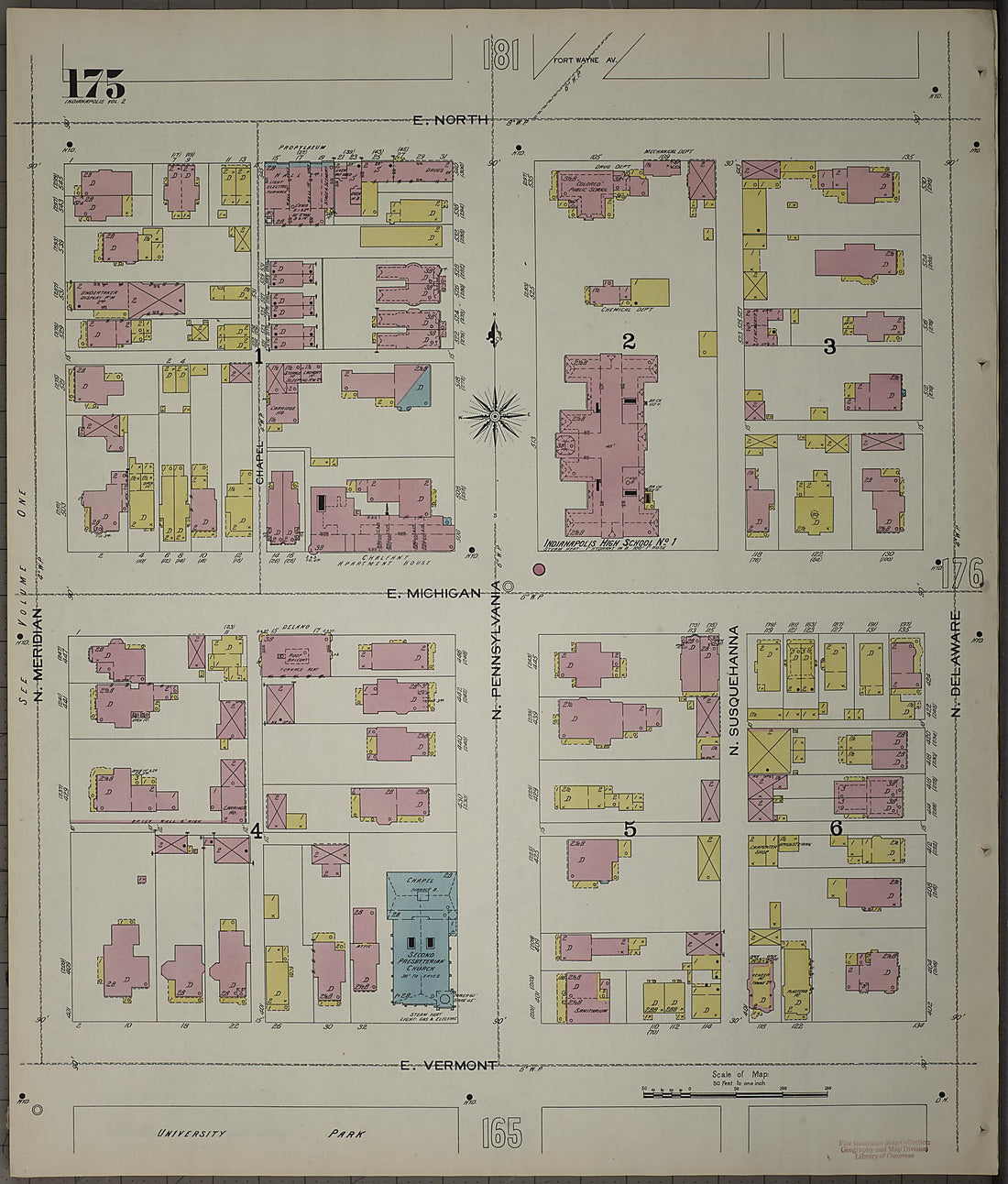 This old map of Indianapolis, Marion County, Indiana was created by Sanborn Map Company in 1898