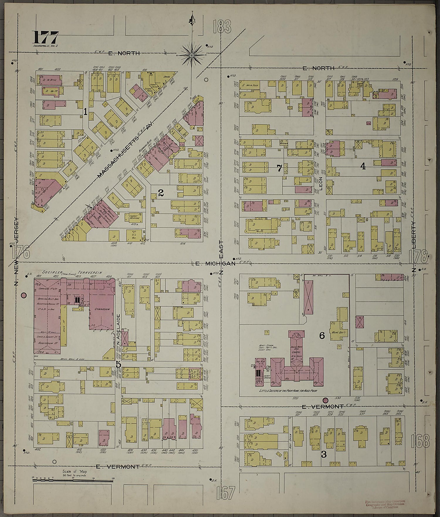 This old map of Indianapolis, Marion County, Indiana was created by Sanborn Map Company in 1898