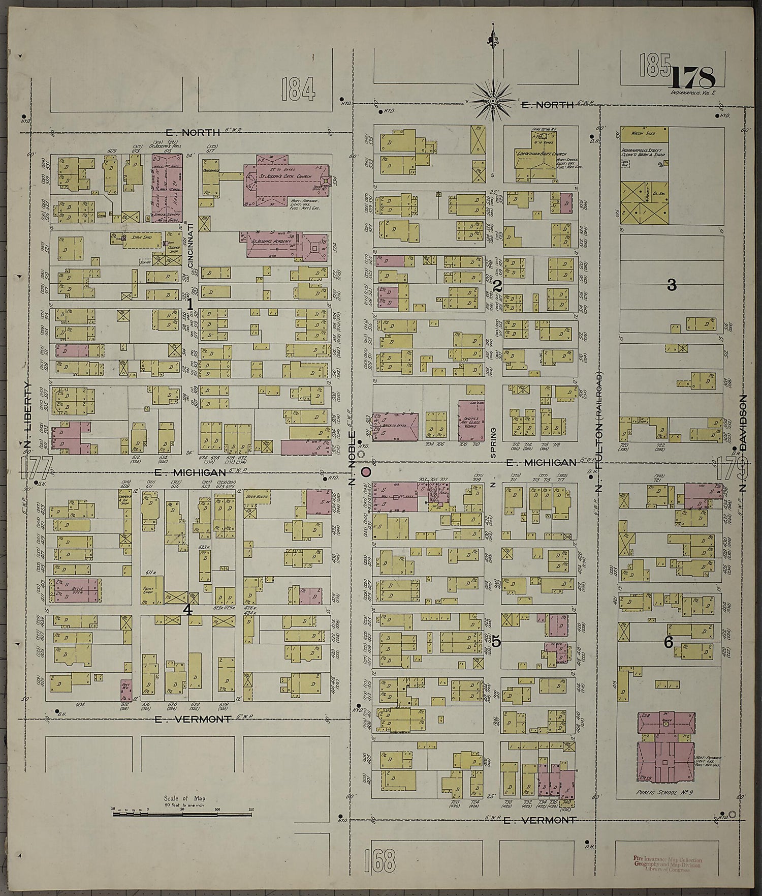 This old map of Indianapolis, Marion County, Indiana was created by Sanborn Map Company in 1898