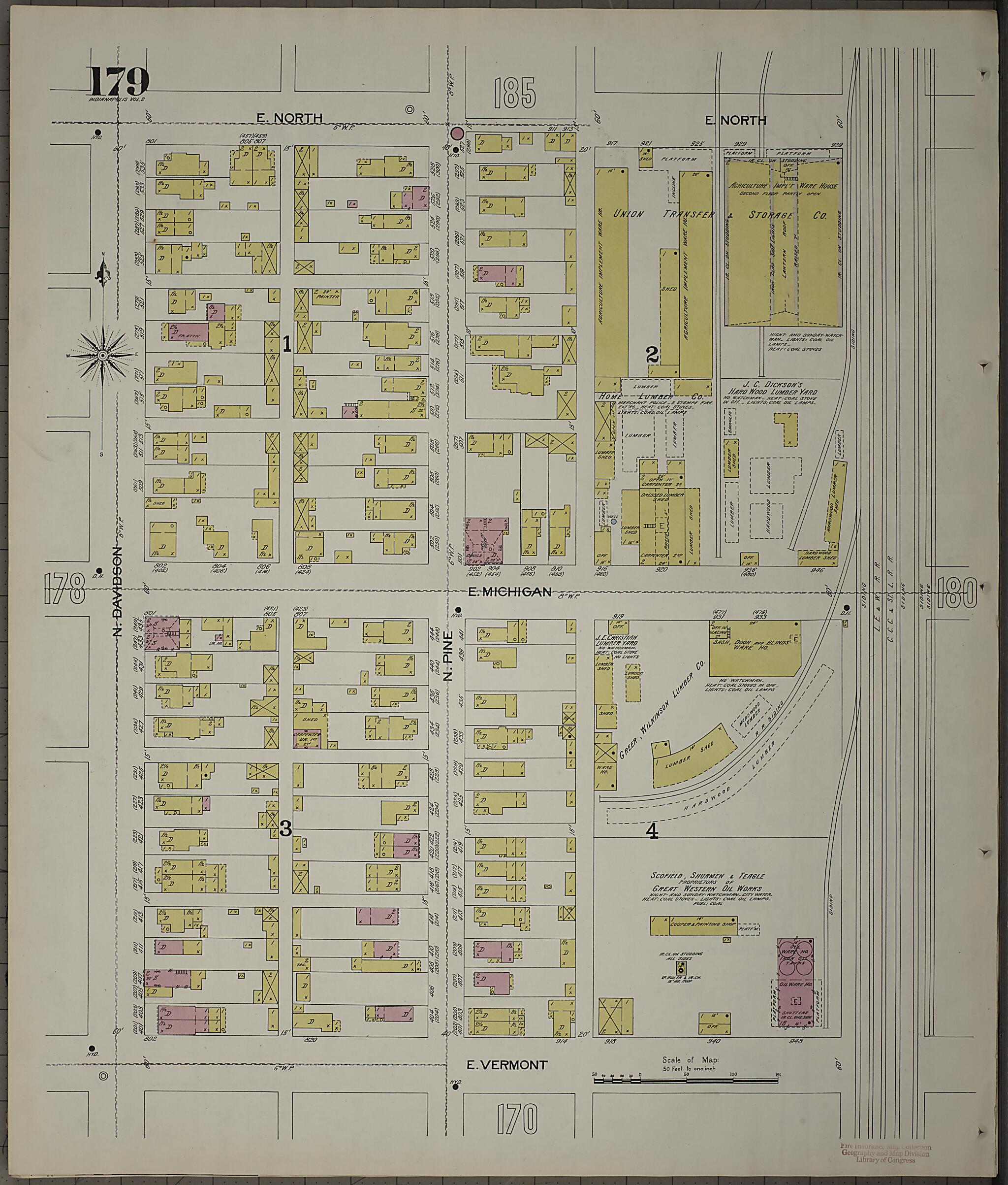 This old map of Indianapolis, Marion County, Indiana was created by Sanborn Map Company in 1898