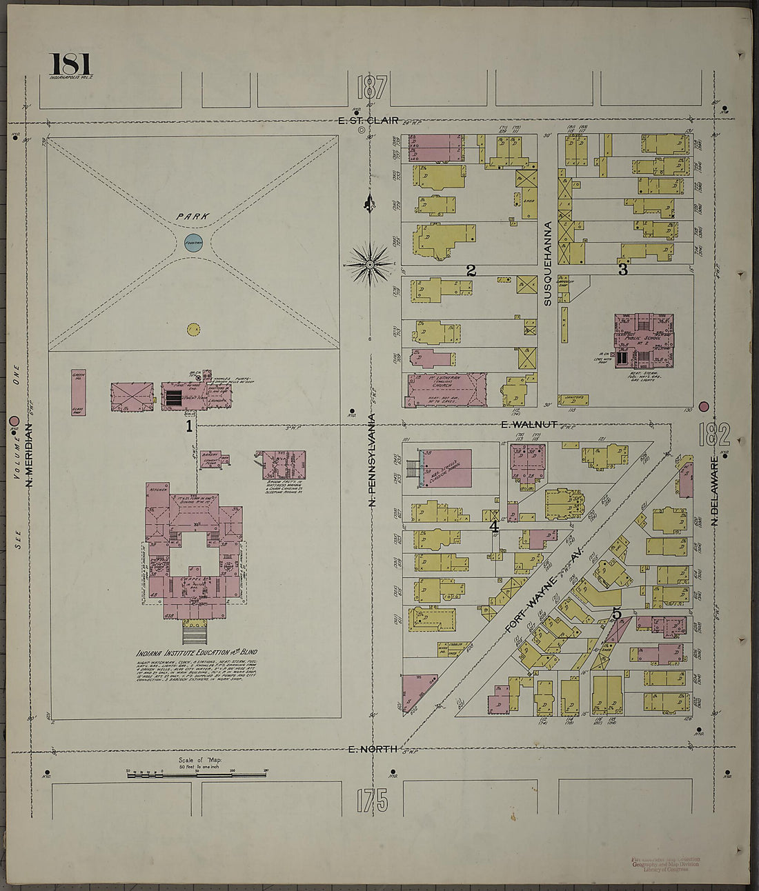 This old map of Indianapolis, Marion County, Indiana was created by Sanborn Map Company in 1898