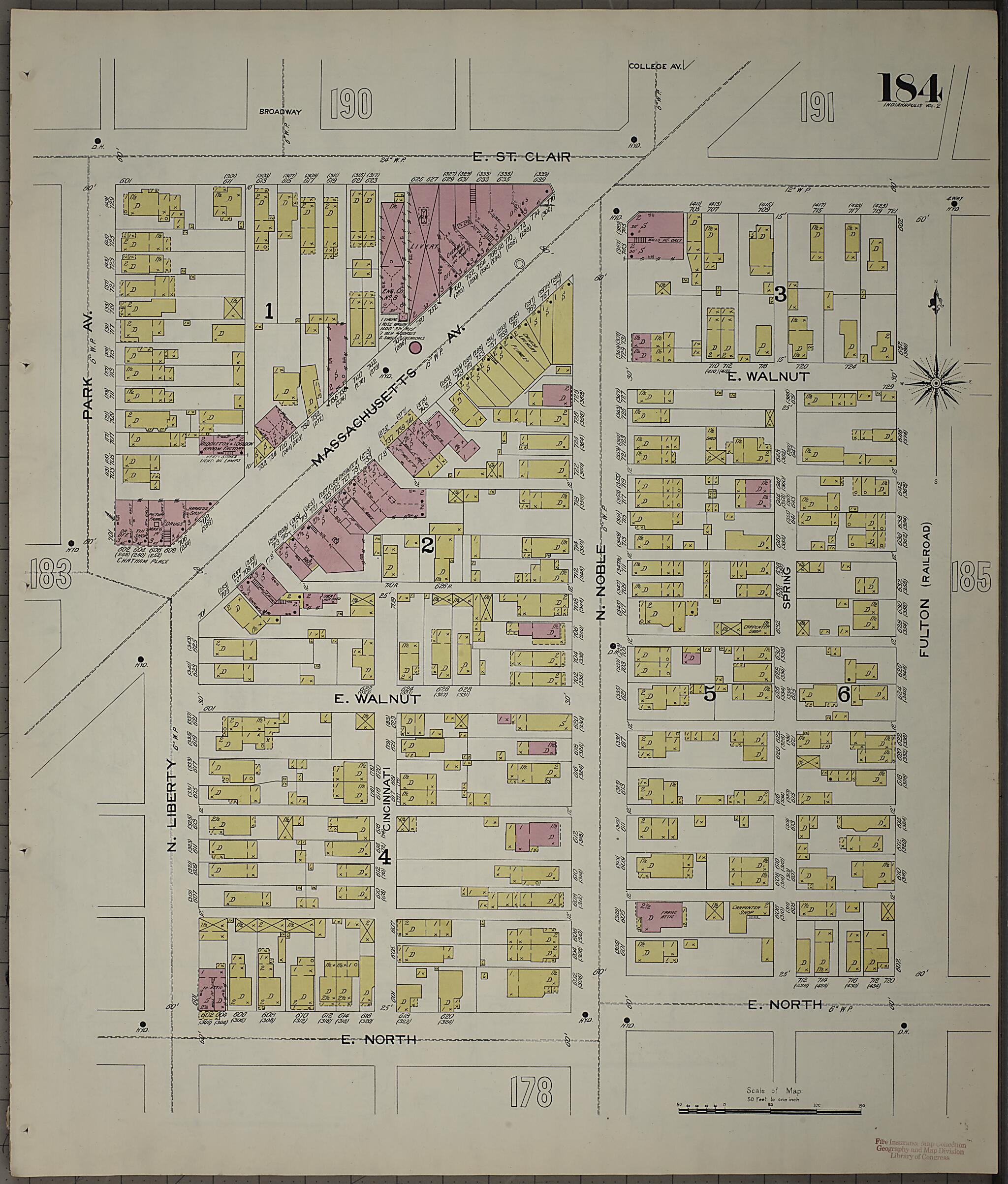 This old map of Indianapolis, Marion County, Indiana was created by Sanborn Map Company in 1898