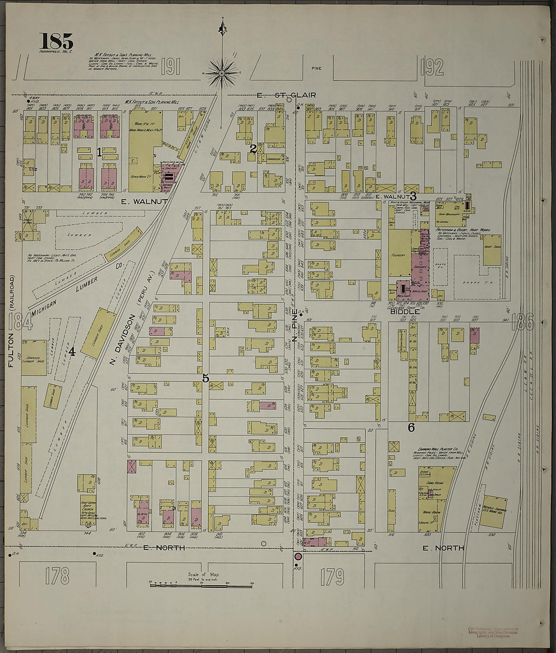 This old map of Indianapolis, Marion County, Indiana was created by Sanborn Map Company in 1898