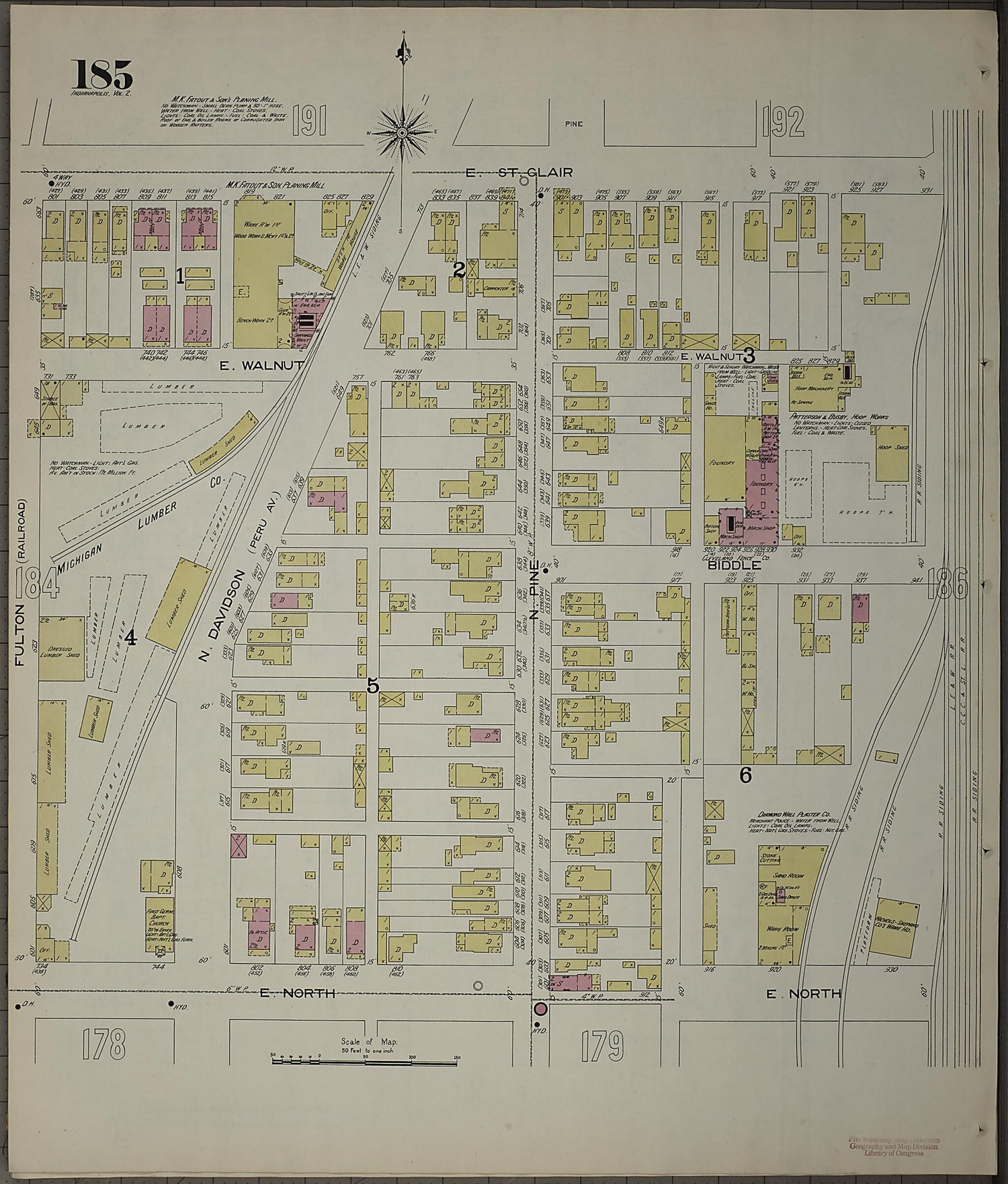 This old map of Indianapolis, Marion County, Indiana was created by Sanborn Map Company in 1898