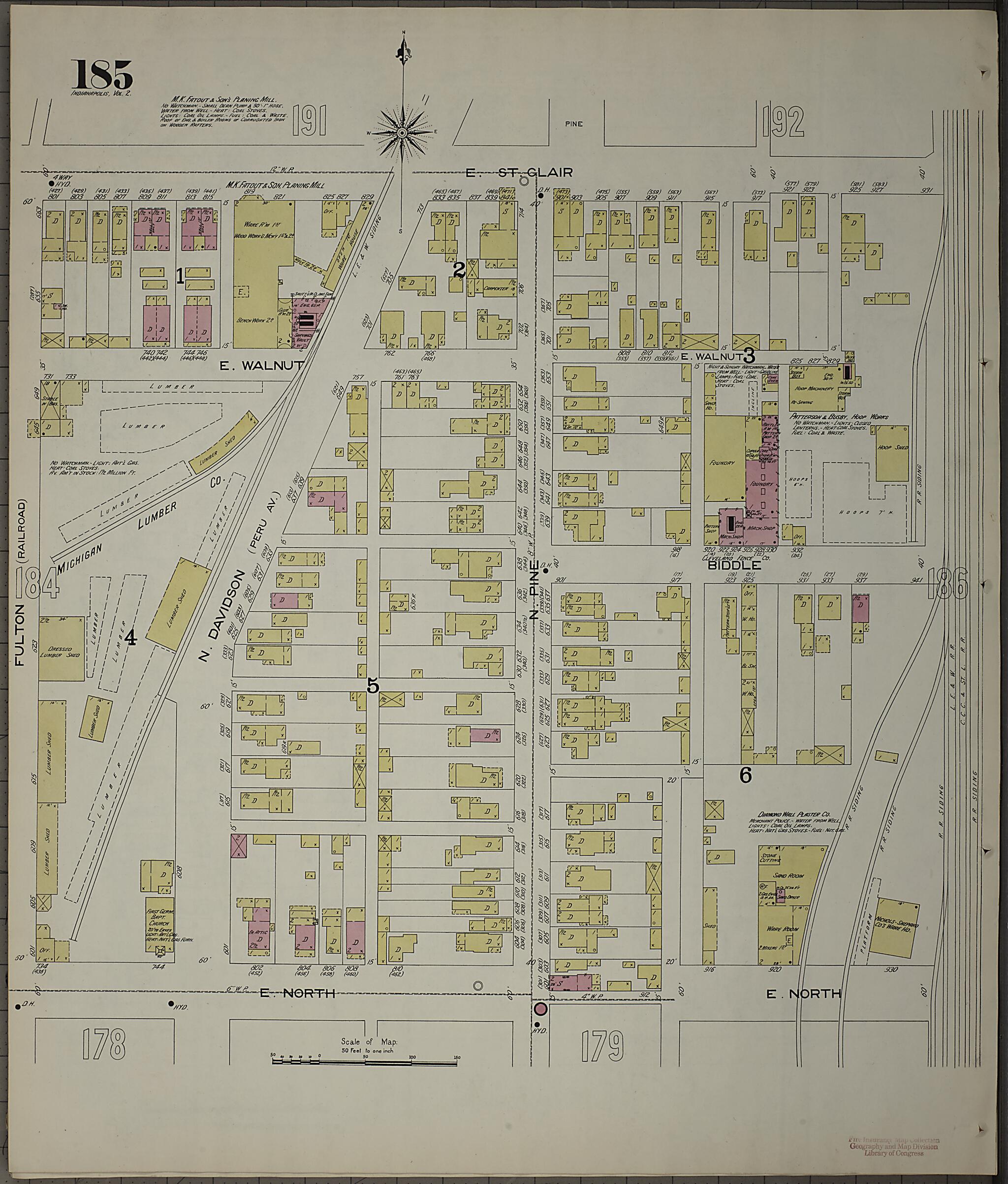 This old map of Indianapolis, Marion County, Indiana was created by Sanborn Map Company in 1898