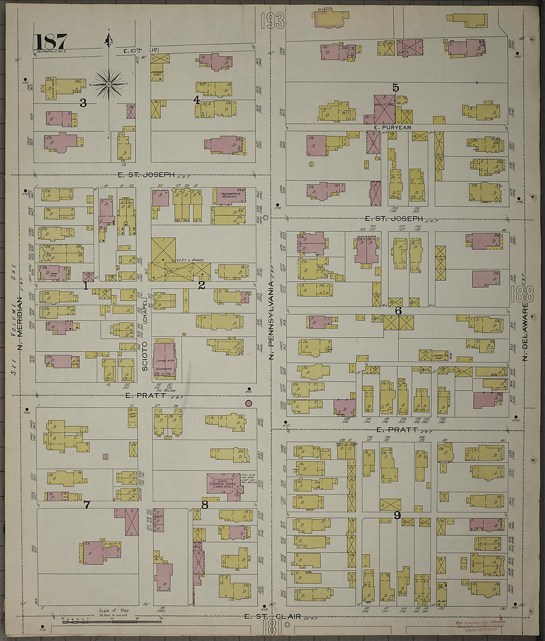 This old map of Indianapolis, Marion County, Indiana was created by Sanborn Map Company in 1898