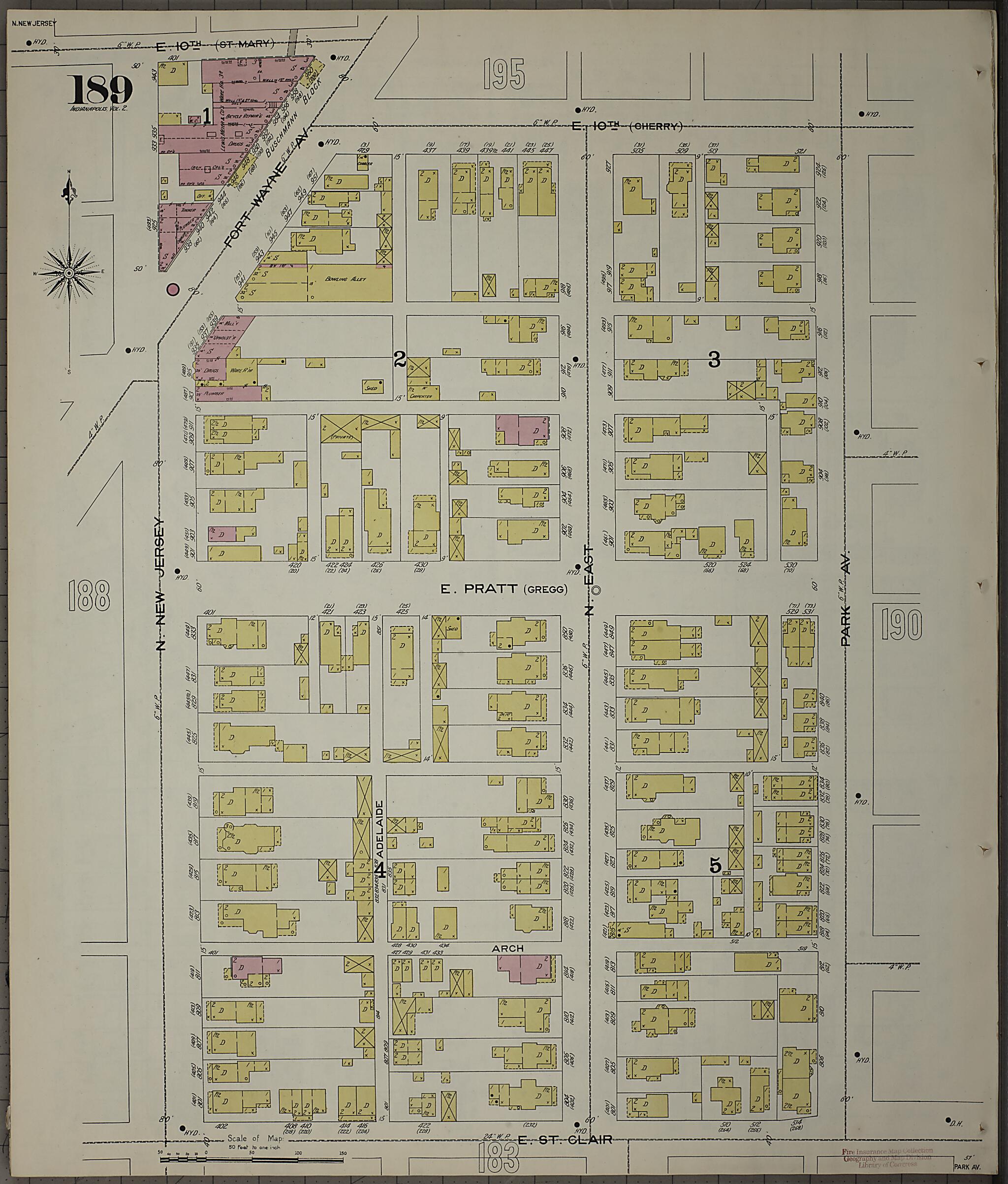 This old map of Indianapolis, Marion County, Indiana was created by Sanborn Map Company in 1898