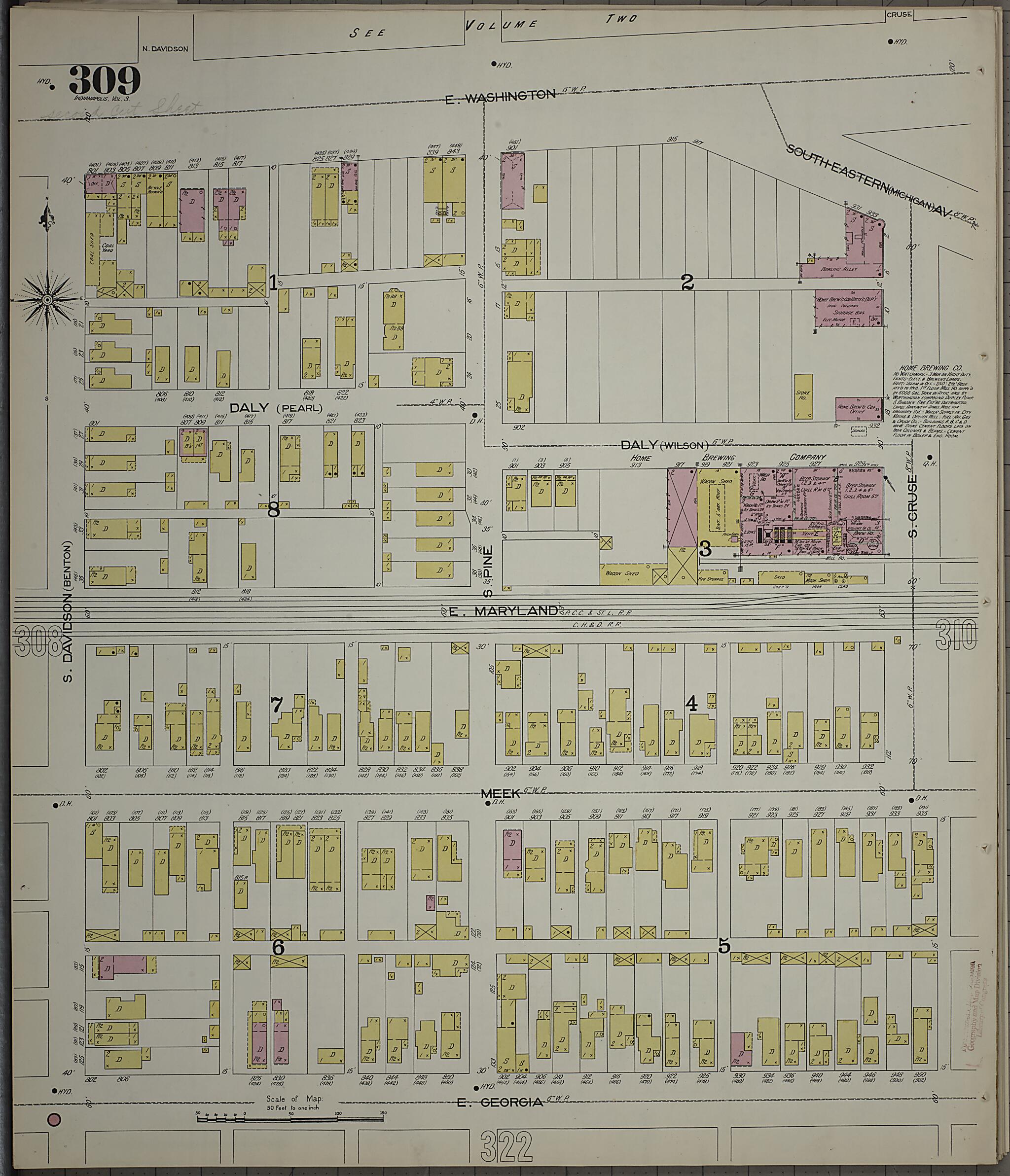 This old map of Indianapolis, Marion County, Indiana was created by Sanborn Map Company in 1898