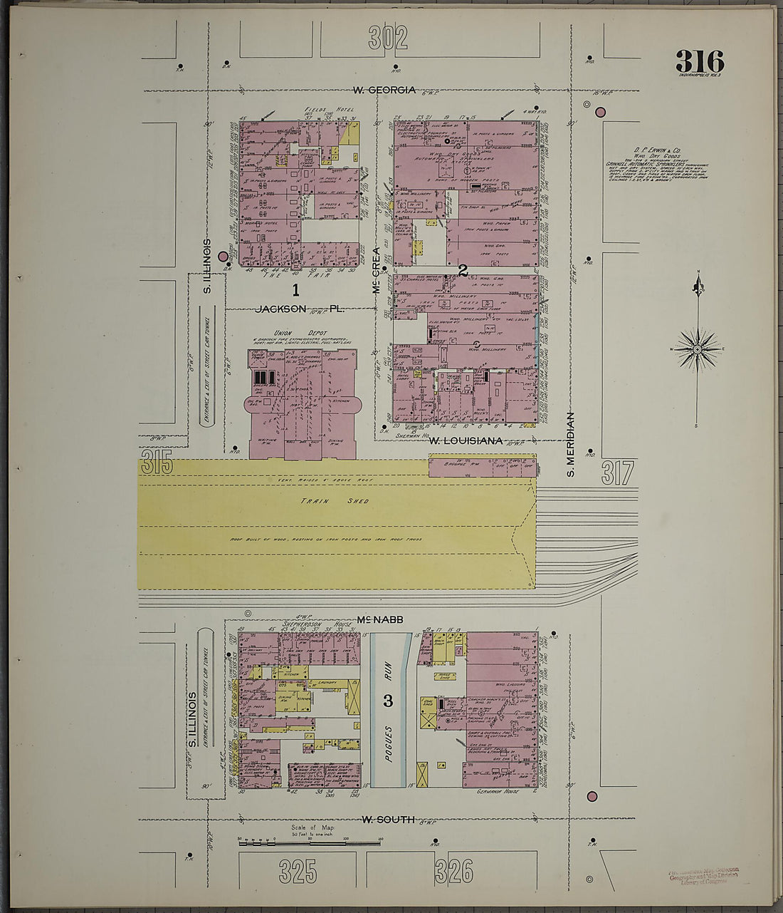 This old map of Indianapolis, Marion County, Indiana was created by Sanborn Map Company in 1898