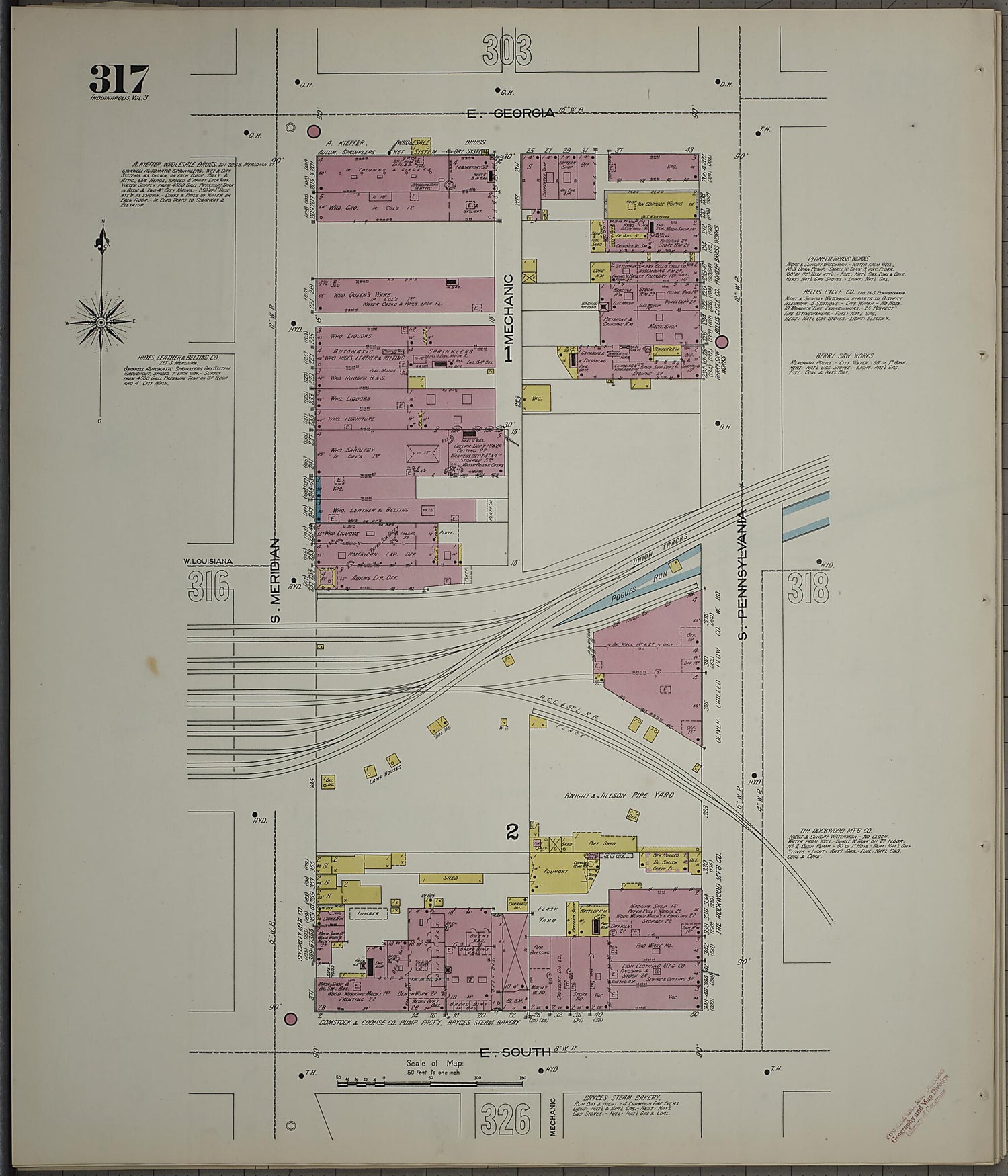 This old map of Indianapolis, Marion County, Indiana was created by Sanborn Map Company in 1898