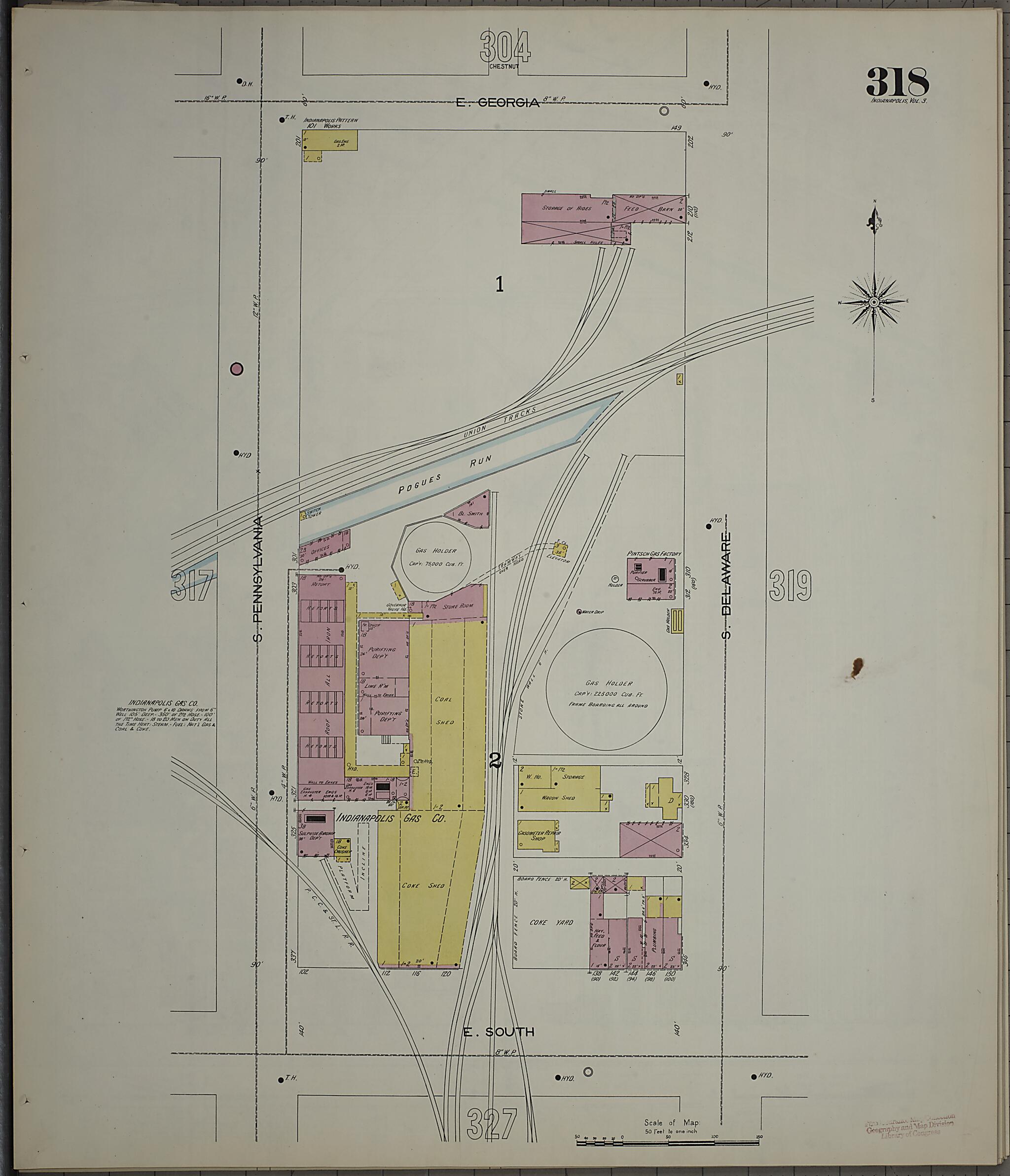 This old map of Indianapolis, Marion County, Indiana was created by Sanborn Map Company in 1898