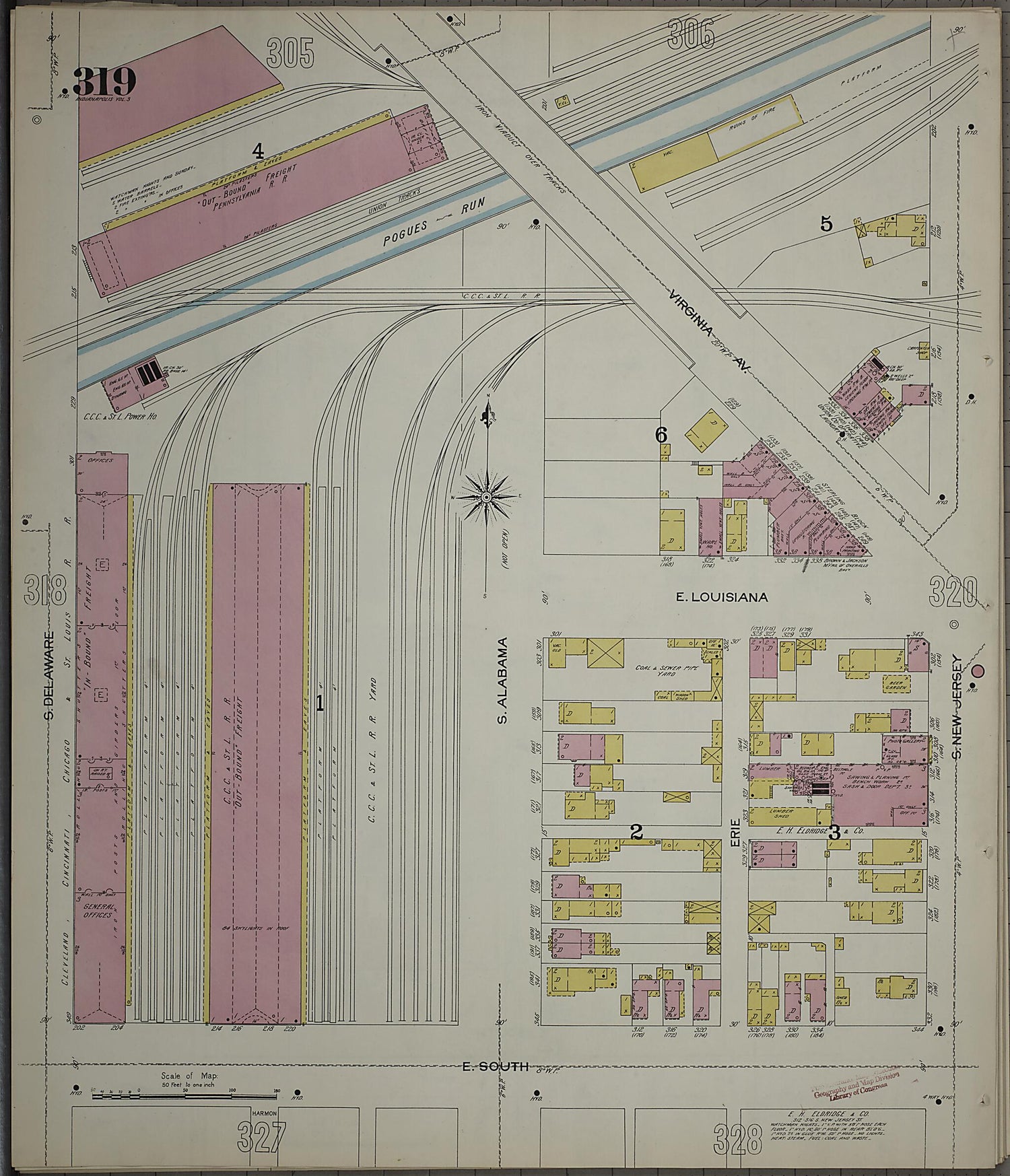 This old map of Indianapolis, Marion County, Indiana was created by Sanborn Map Company in 1898