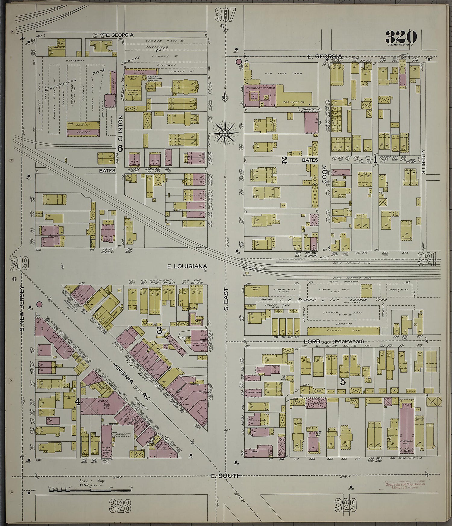 This old map of Indianapolis, Marion County, Indiana was created by Sanborn Map Company in 1898