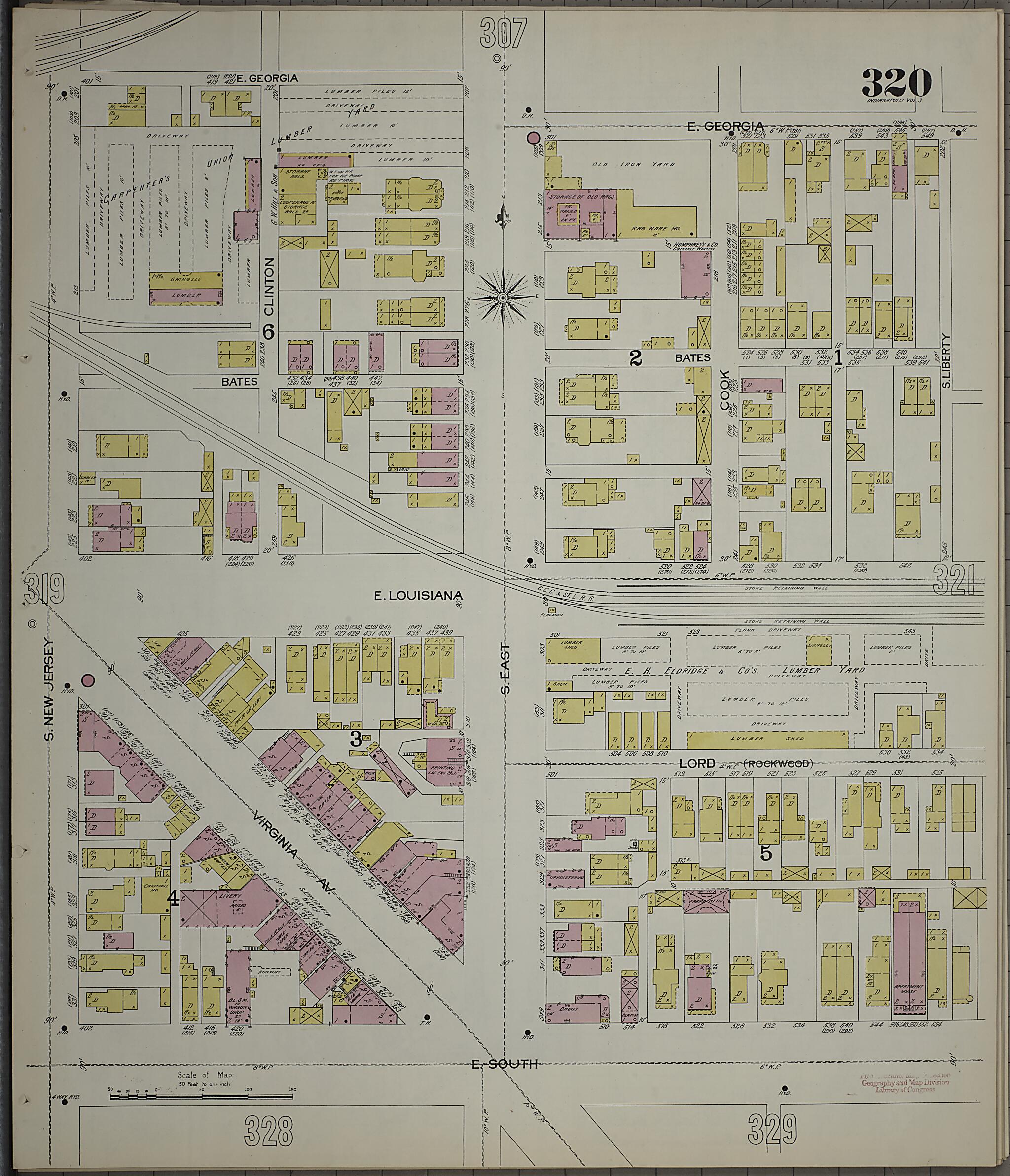 This old map of Indianapolis, Marion County, Indiana was created by Sanborn Map Company in 1898