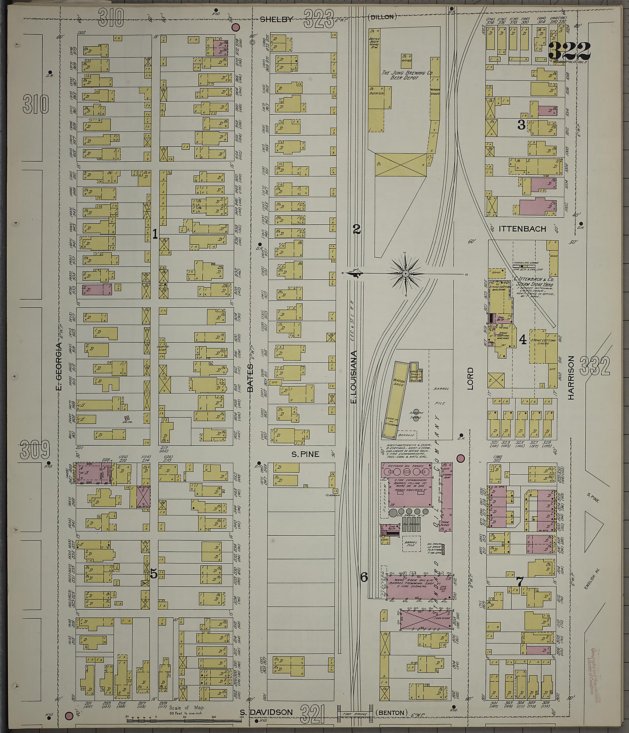 This old map of Indianapolis, Marion County, Indiana was created by Sanborn Map Company in 1898