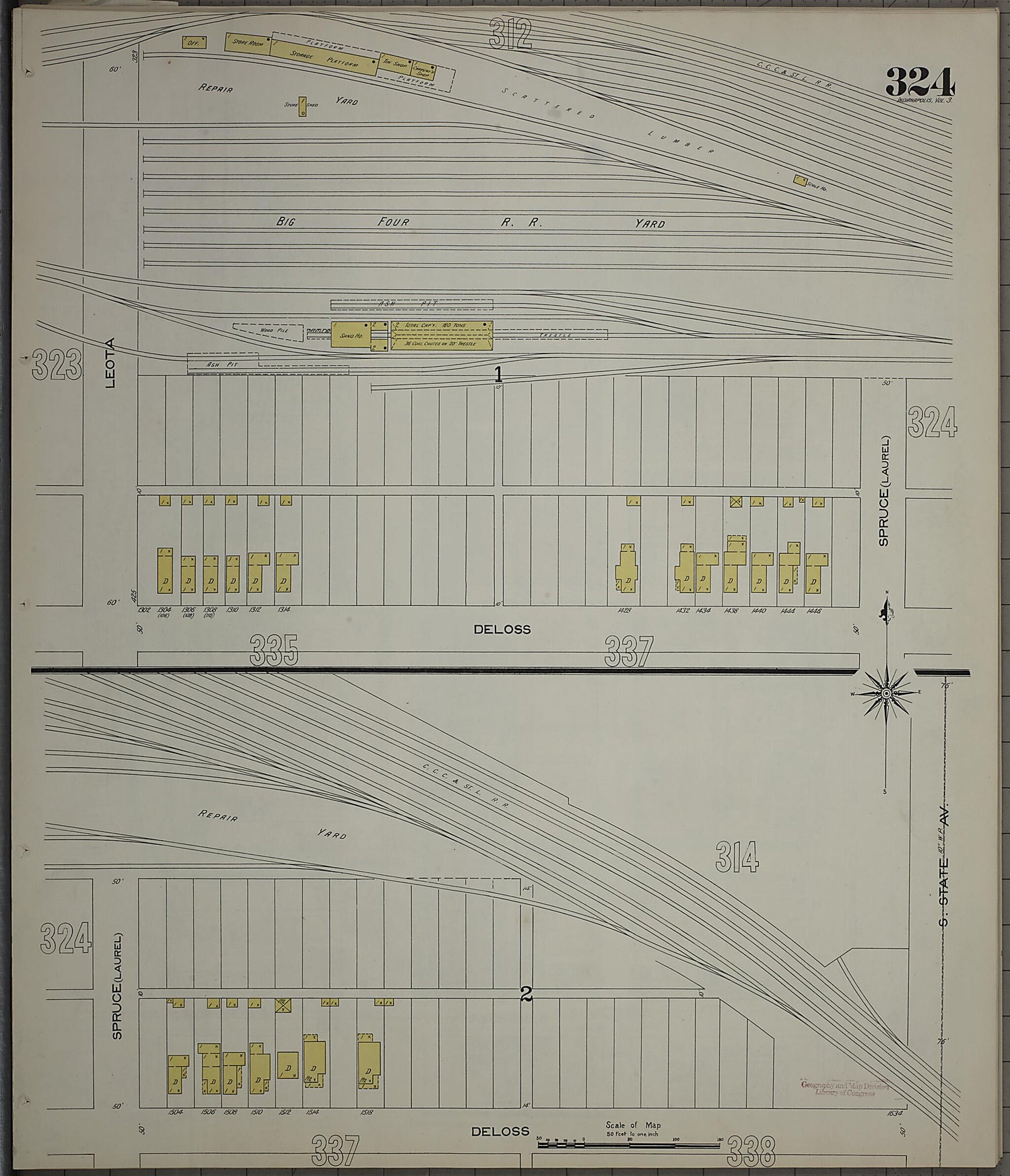 This old map of Indianapolis, Marion County, Indiana was created by Sanborn Map Company in 1898