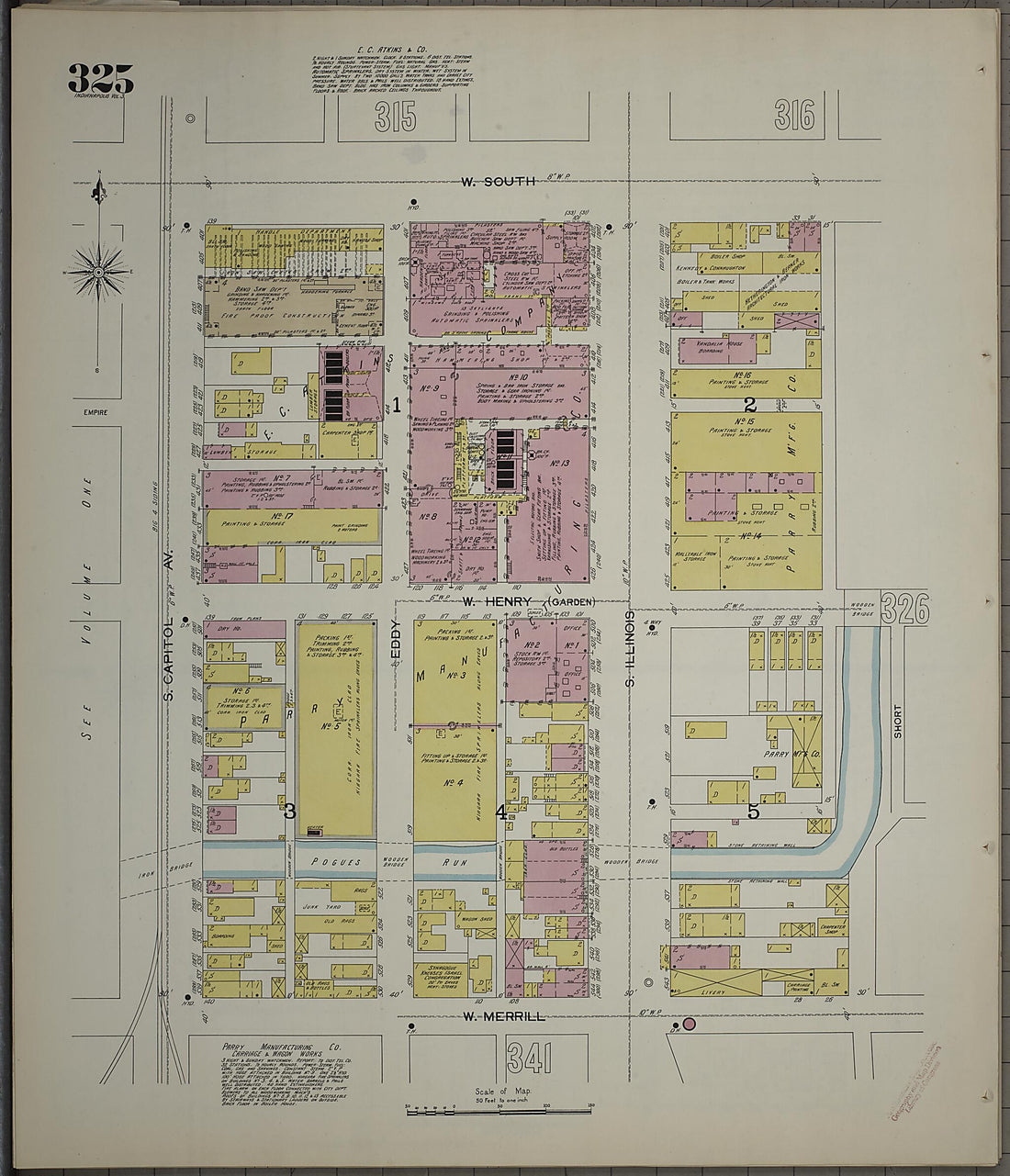 This old map of Indianapolis, Marion County, Indiana was created by Sanborn Map Company in 1898